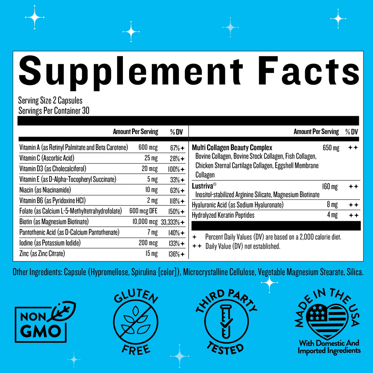 Legendairy Milk Mane Event™ - Hair Skin and Nails Vitamins with Collagen Peptides, Biotin & Lustriva® - Hair Vitamins for Women - Supplement Promotes Hair Growth for Thicker & Fuller Hair