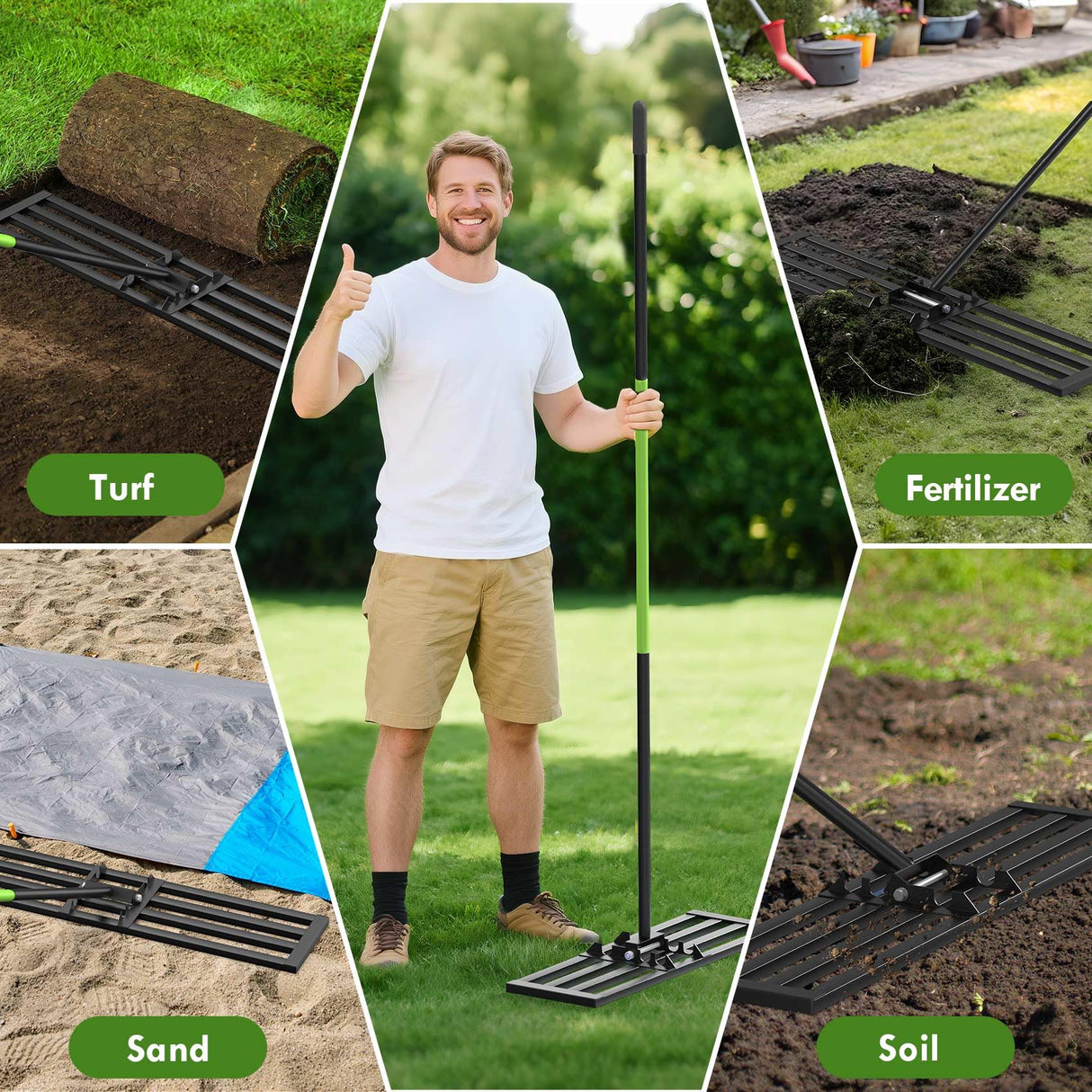 Seeutek Lawn Leveling Rake, 45" x 10" Heavy Duty Ground Leveler