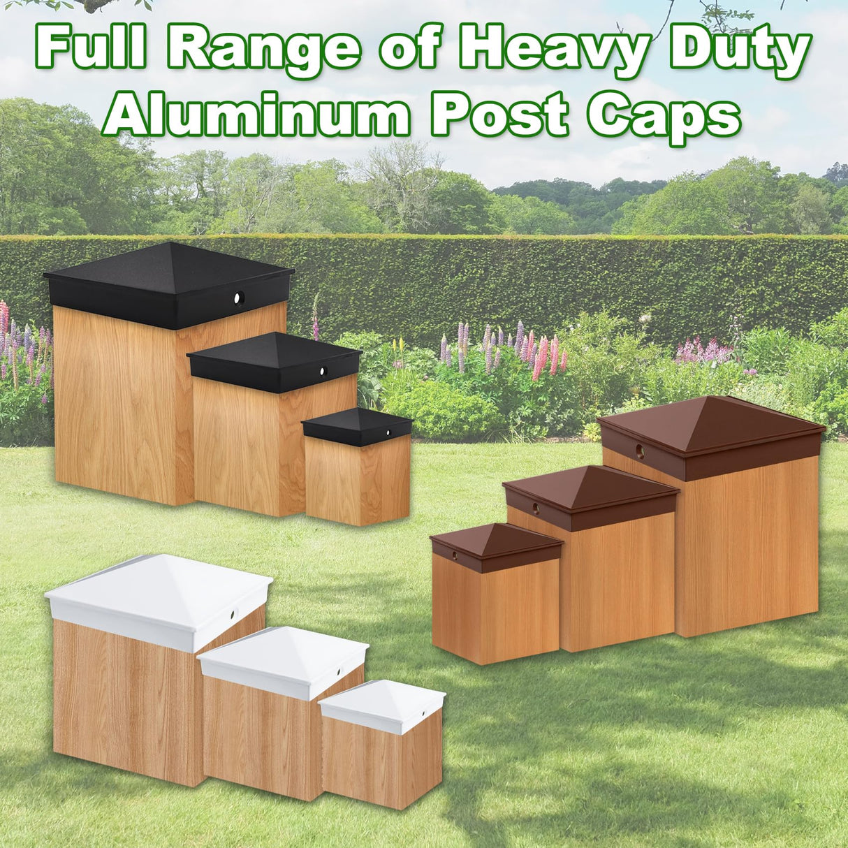 Azdele 4x4 Heavy Duty Aluminum Pyramid Post Caps Cover for 4x4 Nominal Wood Post(True 3.5" x 3.5"), with Matte Finish Powder Coated Surface, for Fence Wood Post of Decks or Corridors Black 4 Pack