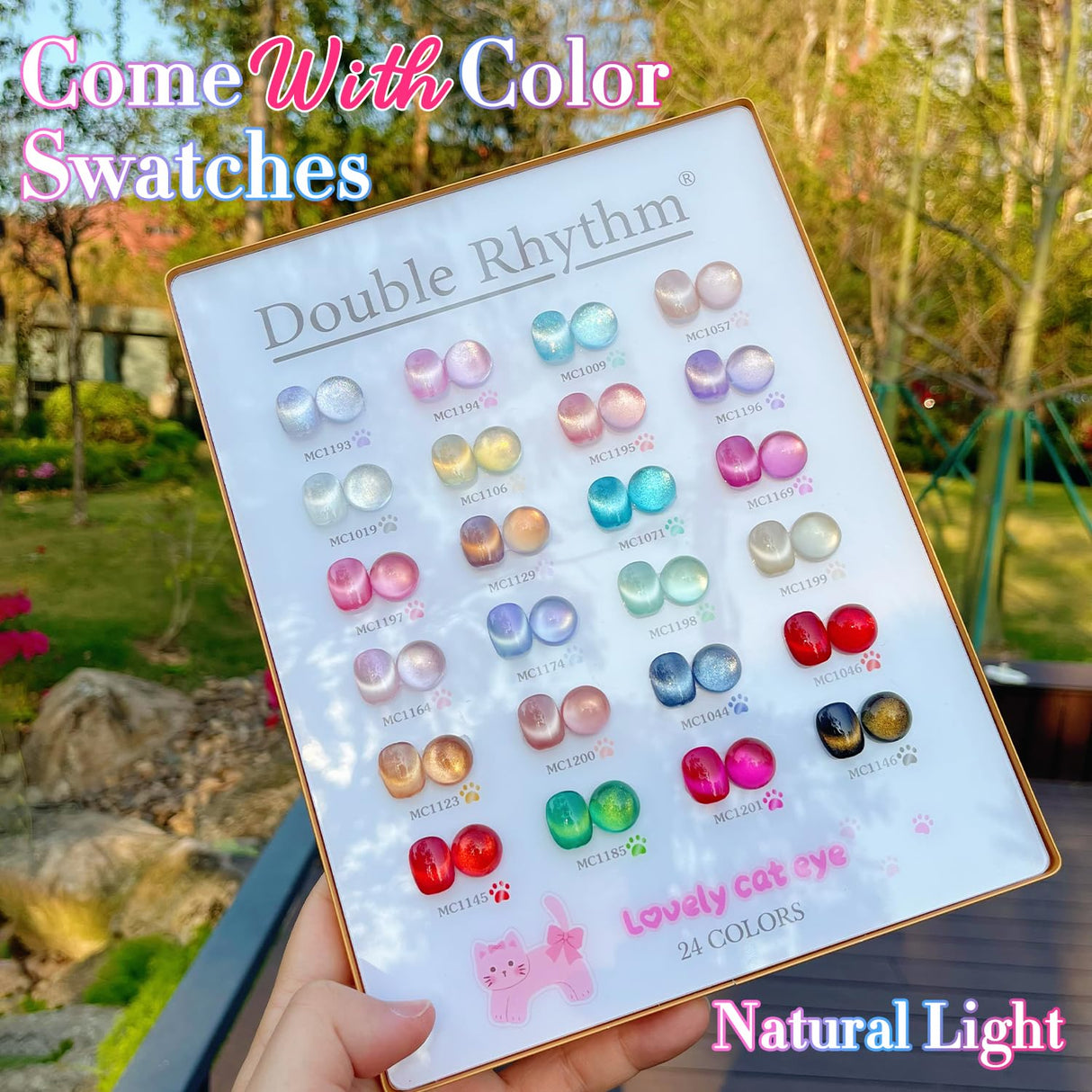 Double Rhythm 28Pcs 0.5Oz Gel Nail Polish Set Same Color Same Bottle Soak Off Gel Polish Kit Nail Art Manicure Salon DIY at Home for Women (Magnetic Cat Eye Collection-T24-7)