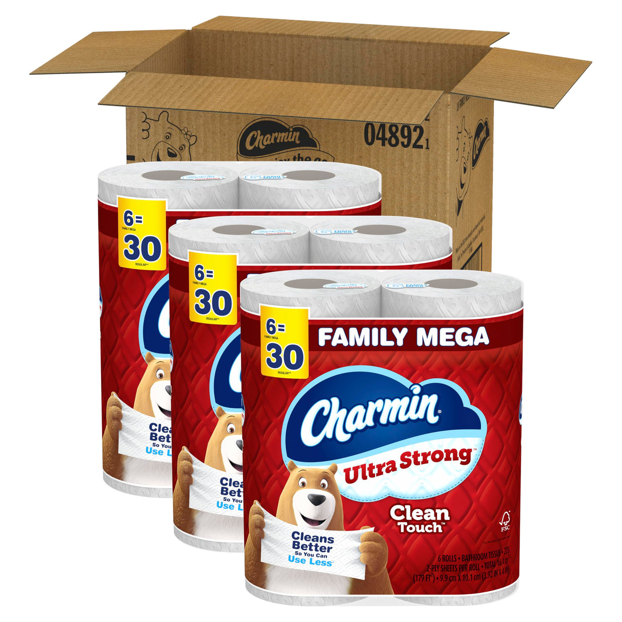 Charmin Ultra Strong Clean Touch Toilet Paper, 18 Family Mega Rolls = 90 Regular Rolls