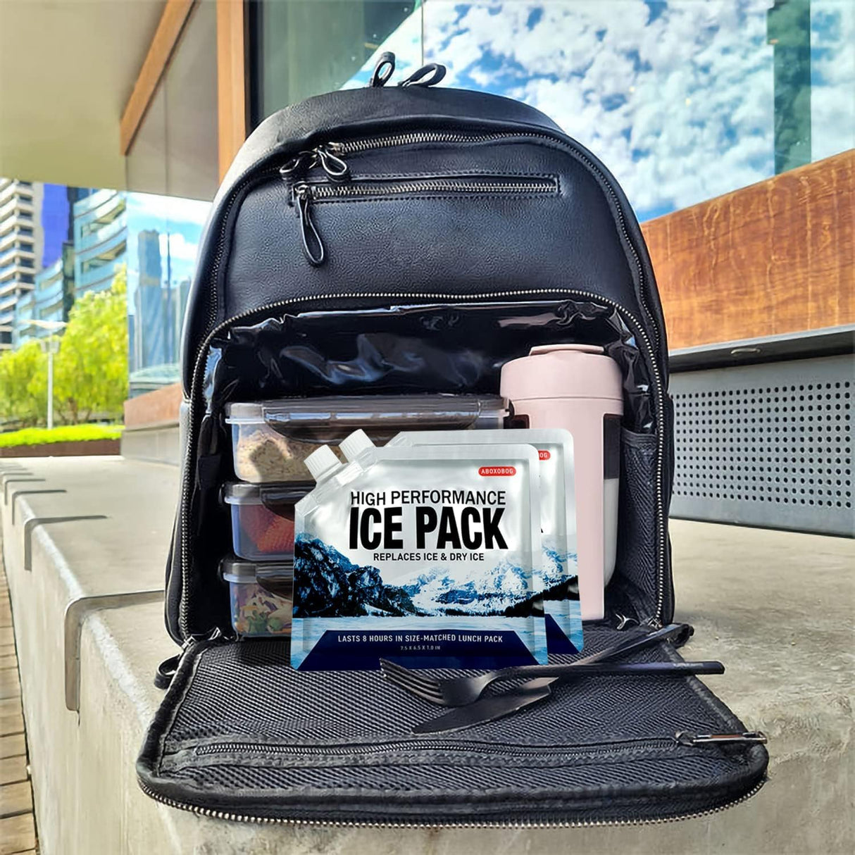 ABOXOBOG Reusable Ice Packs for Lunch Box Long Lasting Slim Gel Freezer Packs for Cooler Bag Cooler Backpack, Keeps Food Cold Fresh for Work & School & Camping & Outdoor Gear(6.5"x7.5"x5P)