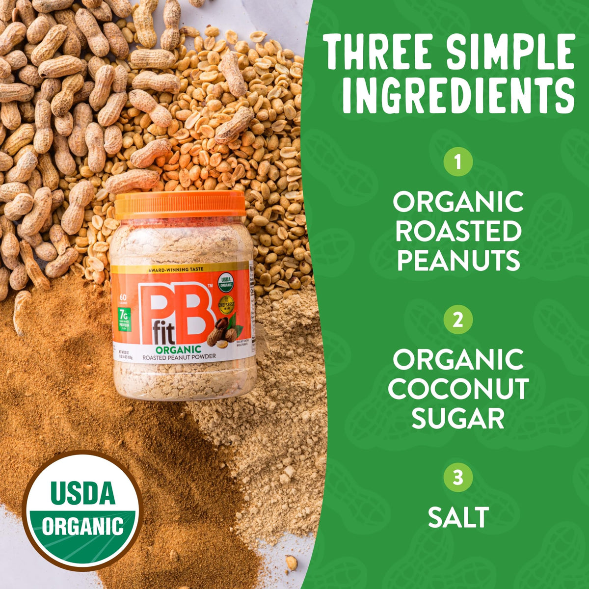 PBfit Organic Peanut Butter Powder 30 Oz, Peanut Spread with 7g Protein