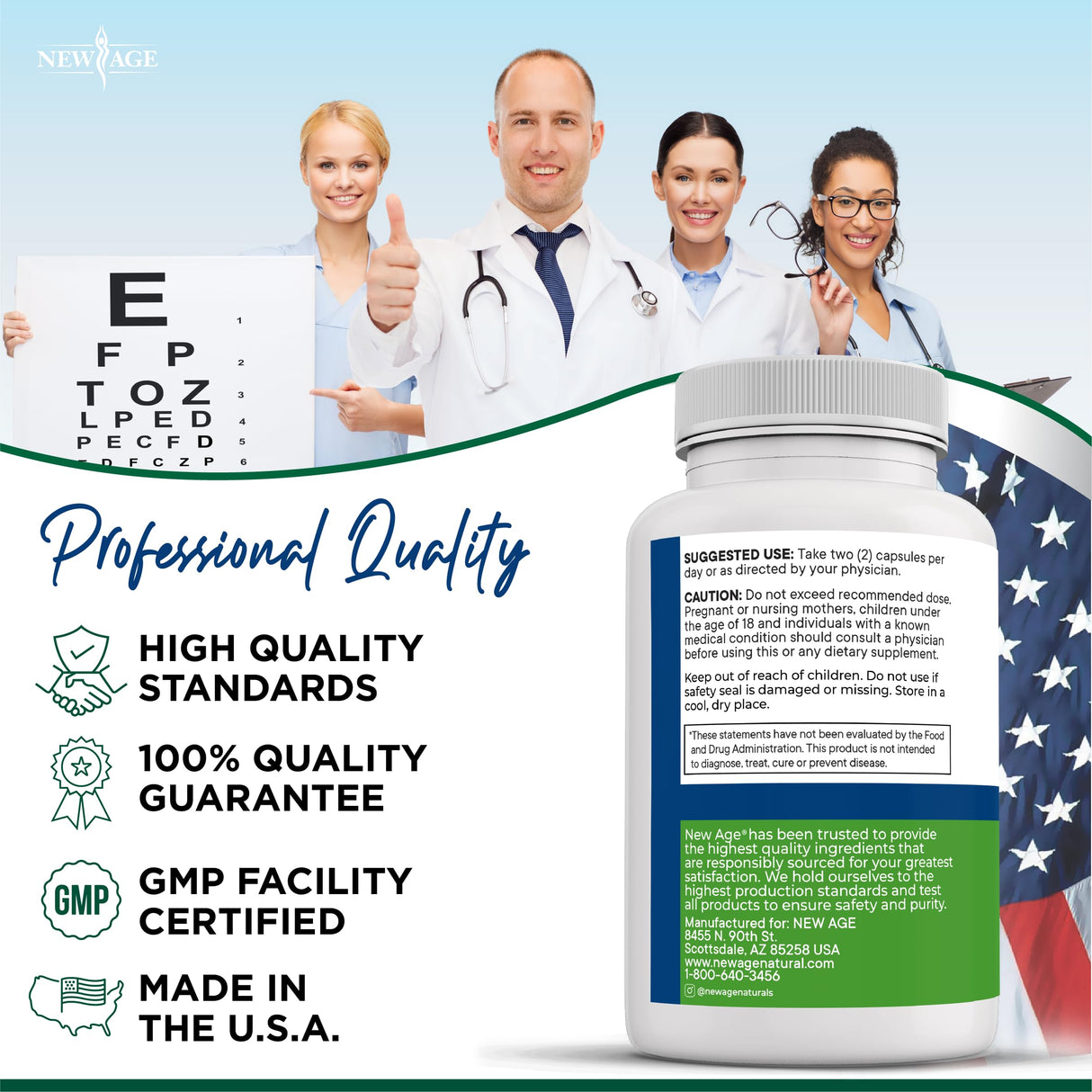 NEW AGE AREDS 2 Eye Vitamin Contains Bilberry 6000mg Lutein (32mg), Grape seed (6000 mg), Eyebright (1000 mg), and Zeaxanthin (8 mg) - 120 Count