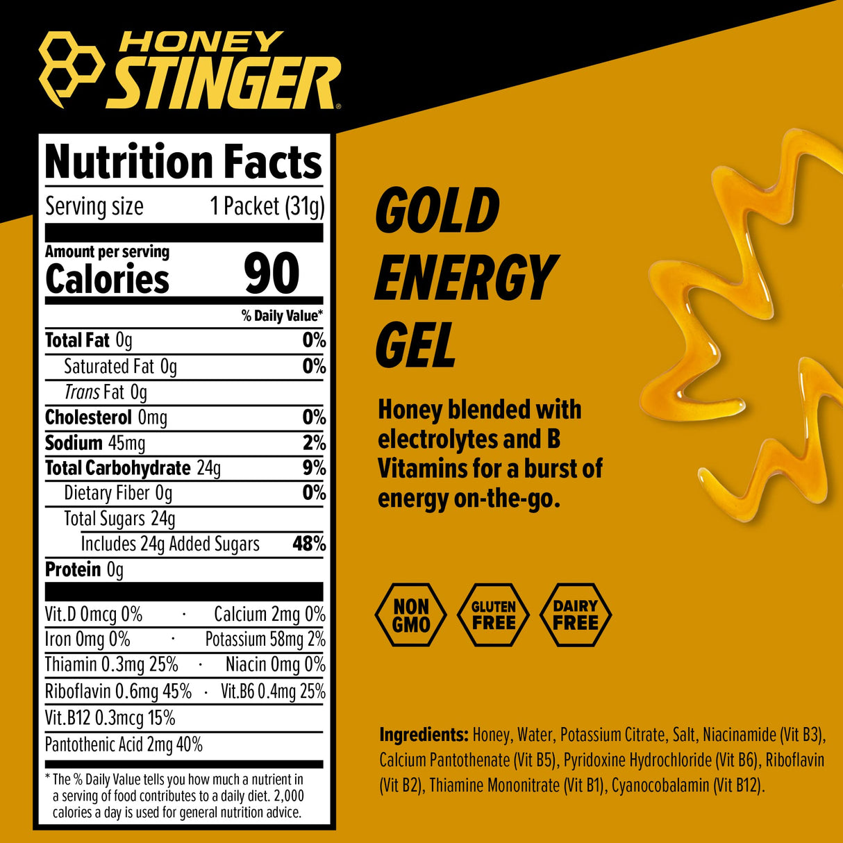 Honey Stinger Energy Gel Variety Pack 12 Packs Each of Gold and Organic Fruit Smoothie Gluten Free & Caffeine Free Sports Nutrition for Home & Gym, Pre and Mid Workout