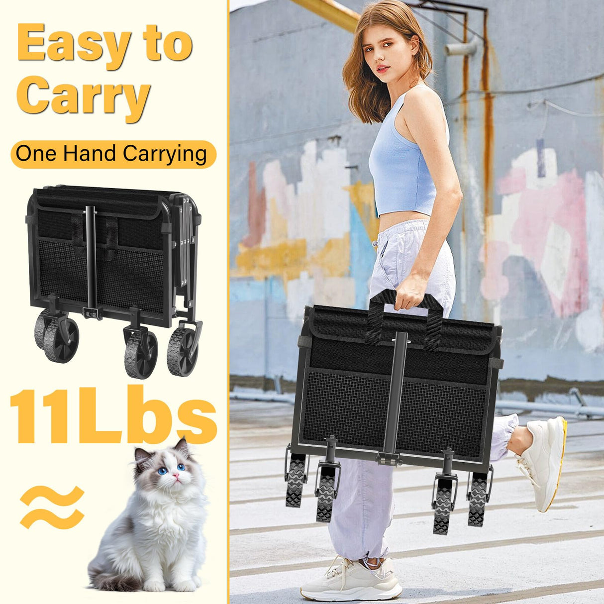 Collapsible Wagons Carts Foldable, 360Lbs Foldable Wagon with Wheels