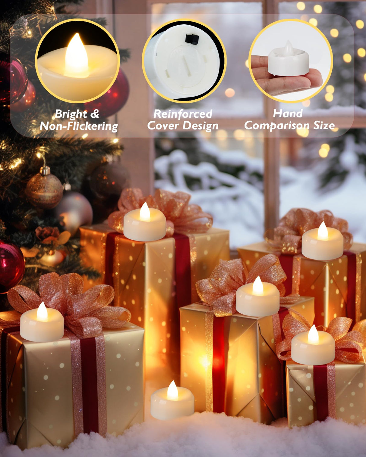 BEICHI Flameless Candles, 12/24/50/100/150 Pack Tea Lights Battery Operated, No Flickering Votive Candles LED Tea Lights for Halloween Christmas Wedding Home (100 Pack, Warm White)