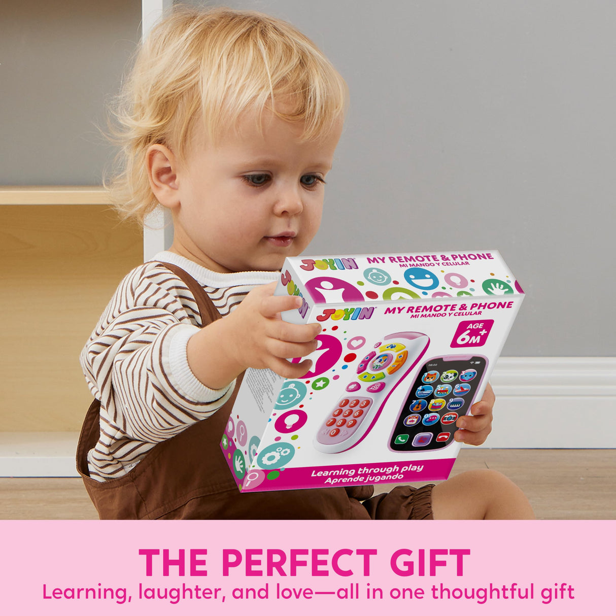 JOYIN Baby Learning Phone and Remote Toy for Toddler, Pink Smartphone Toys with Music for Infants, Kids, Holiday Stocking Stuffers, Birthday Gift for Girls, Gifts for Christmas