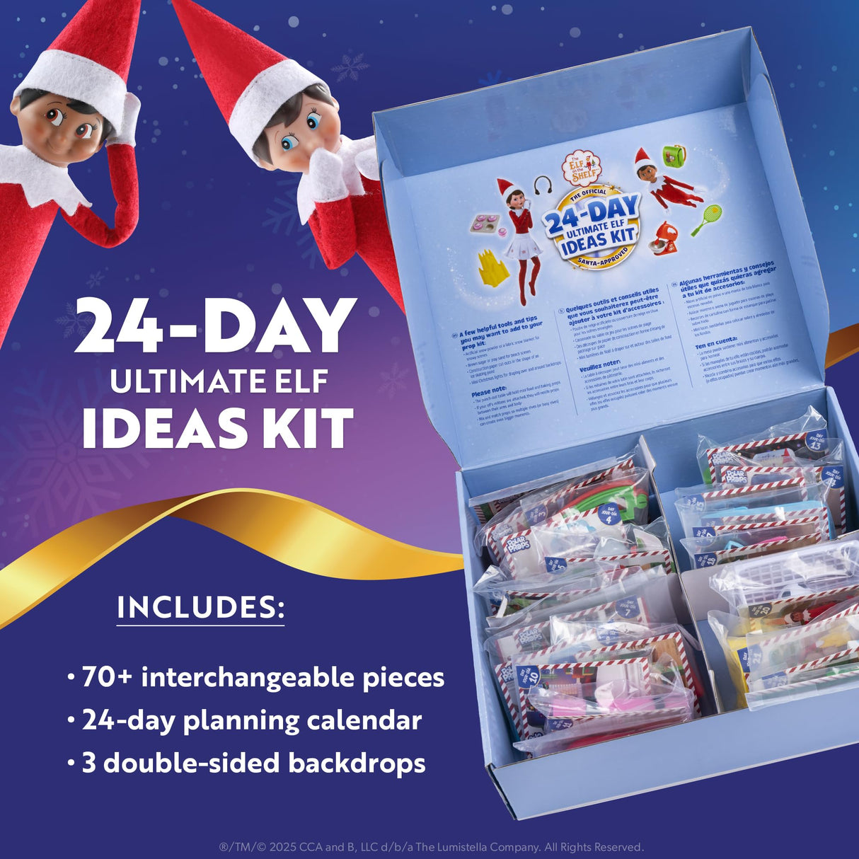 The Elf on the Shelf 24-Day Ultimate Kit – Official Elf Accessories with 70+ Props, Idea Cards, and Backdrops – Easy Elf on The Shelf Ideas for Kids – Christmas Decorations – Scout Elf Not Included.