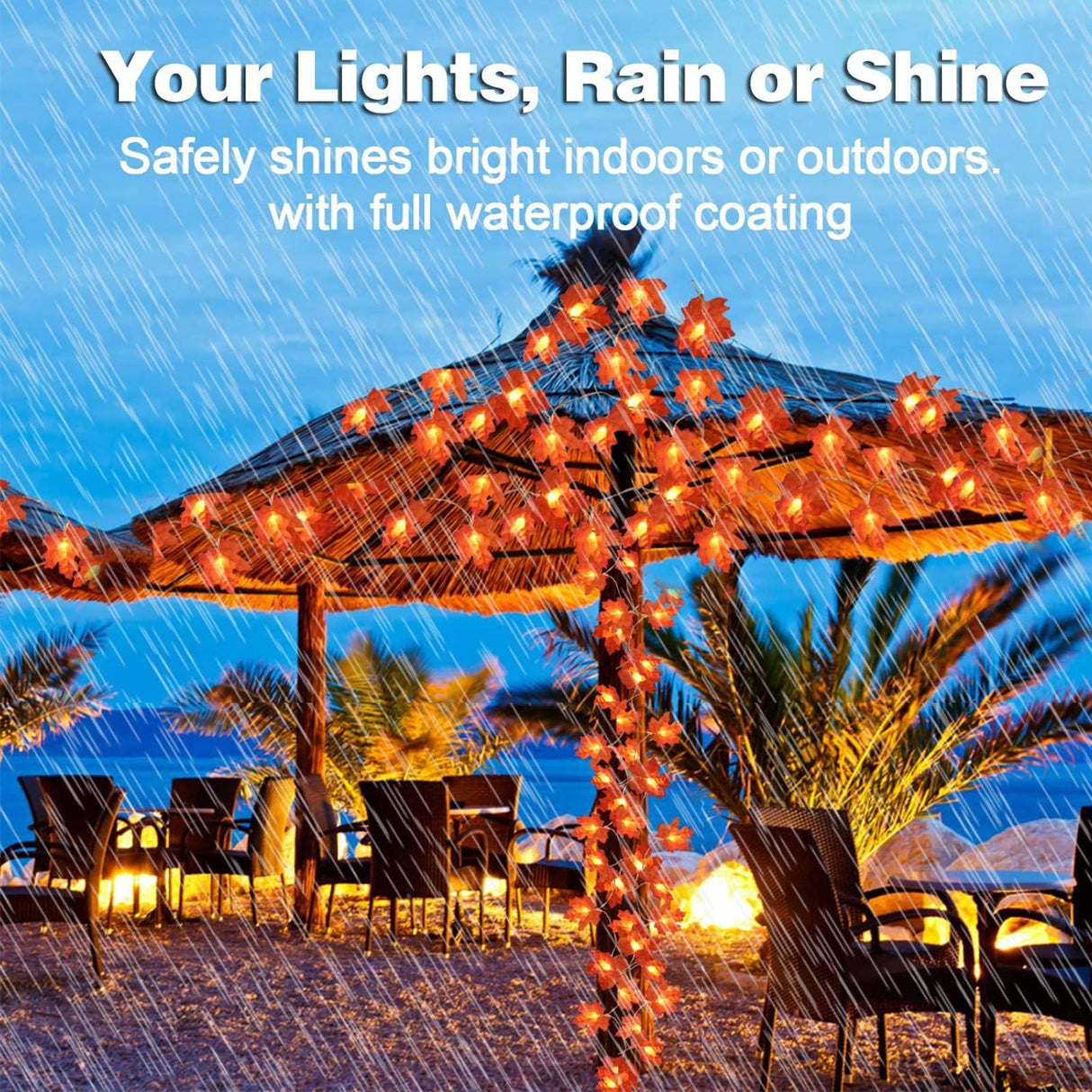 TURNMEON 6 Pack Fall Decor Enlarged Maples Leafed Garland, 60Ft 120LED Halloween Fall Decorations for Home Fall Lights Garland, Battery Operated Waterproof Thanksgiving Decor Indoor Outdoor Christmas