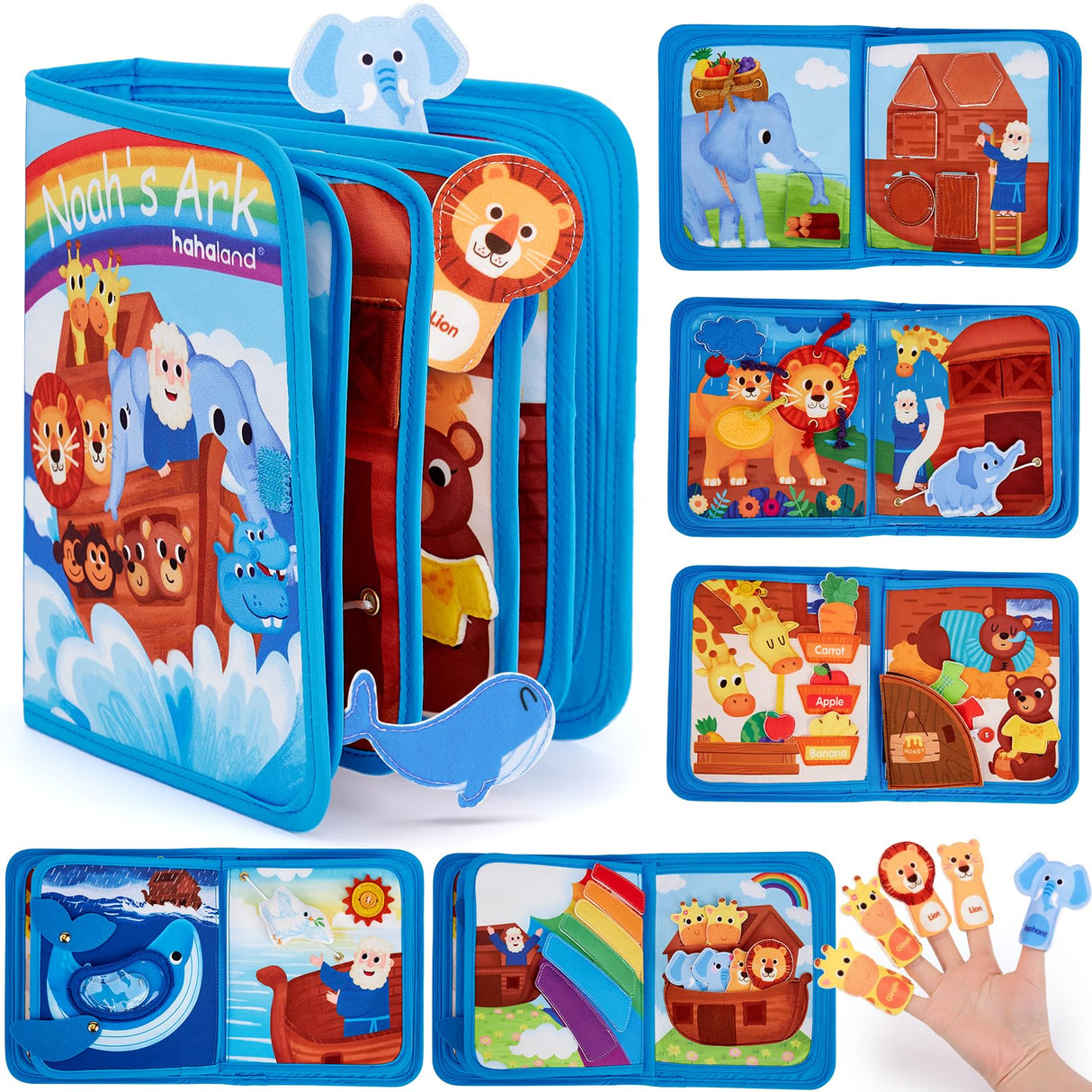 hahaland Noah's Ark Toy Busy Book for Toddlers 1-3 - Baptism Gifts for Boys Girls - Montessori Toys for 1 Year Old, Sensory Early Learning Educational One Year Old Boy Birthday Christmas Toddler Gifts