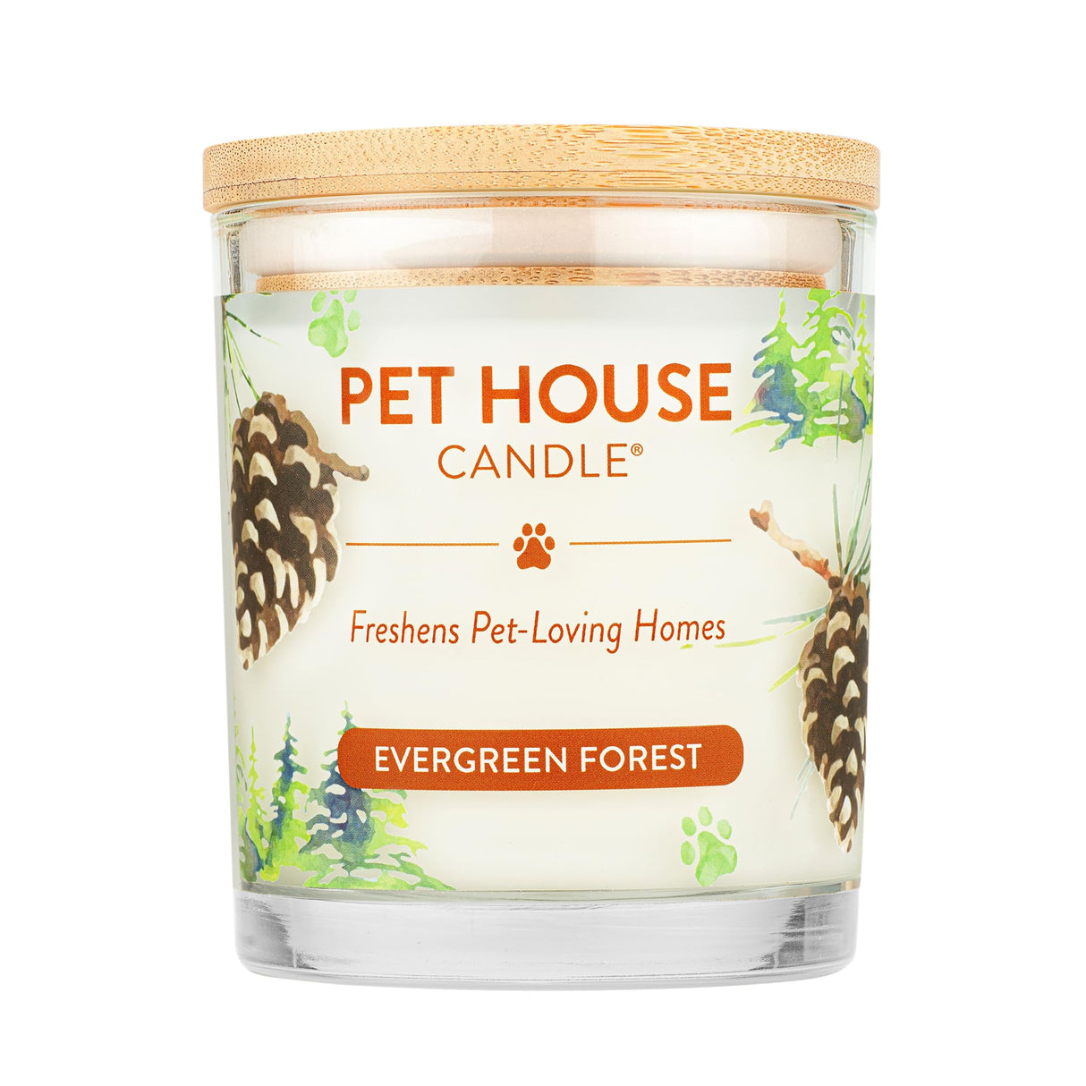 One Fur All Pet House Christmas Candles, Long Lasting, Clean Burning, Soy Wax Scented Candles for Pet Odor, Evergreen Forest