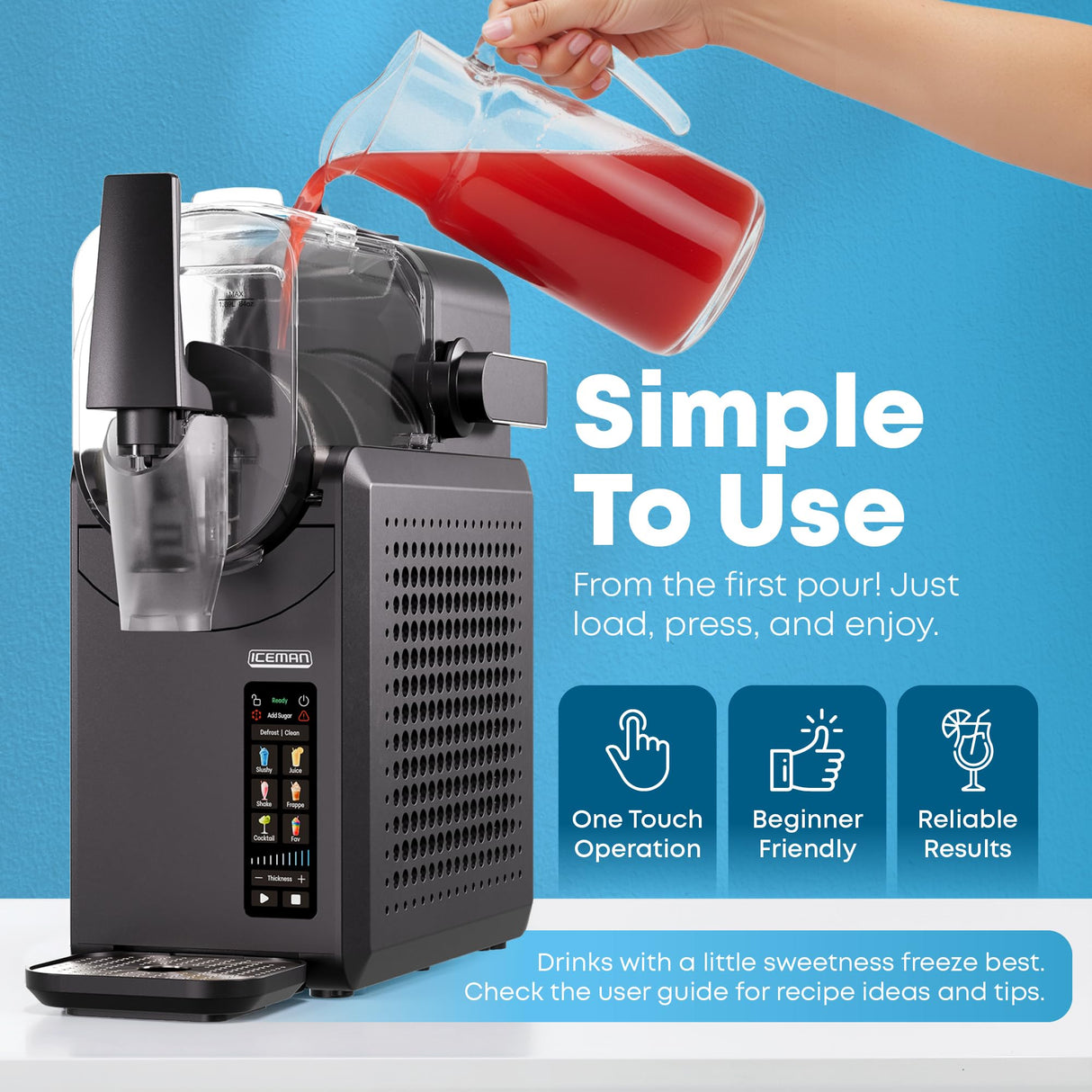 Iceman by Chefman Slush-Ease MAX 90oz Slushie Machine, 64oz Liquid Capacity Frozen Drink Maker & Slushy Machine with 5 Presets and LED Display, Perfect for Frozen Margaritas, Frappes, Smoothies