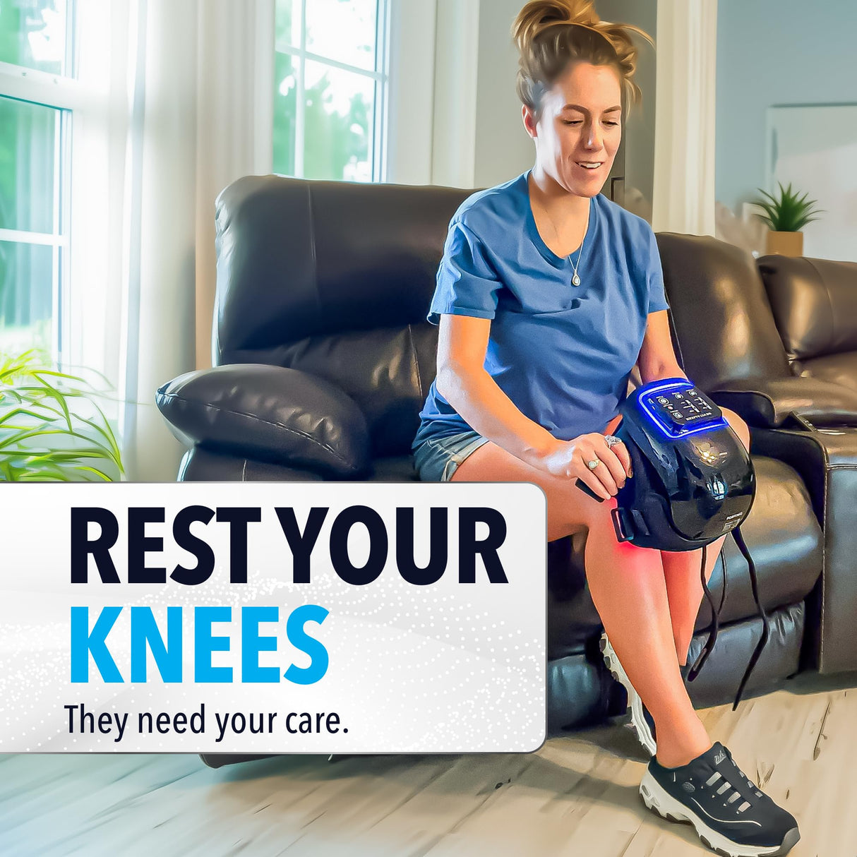 FORTHiQ Knee Massager Pro+ with Heat, Red Light and Vibration, 6-in-1, Dual-Wavelength - Cordless, Portable, Adjustable Straps, Easy to Use, Saves Your Settings, FSA or HSA Eligible