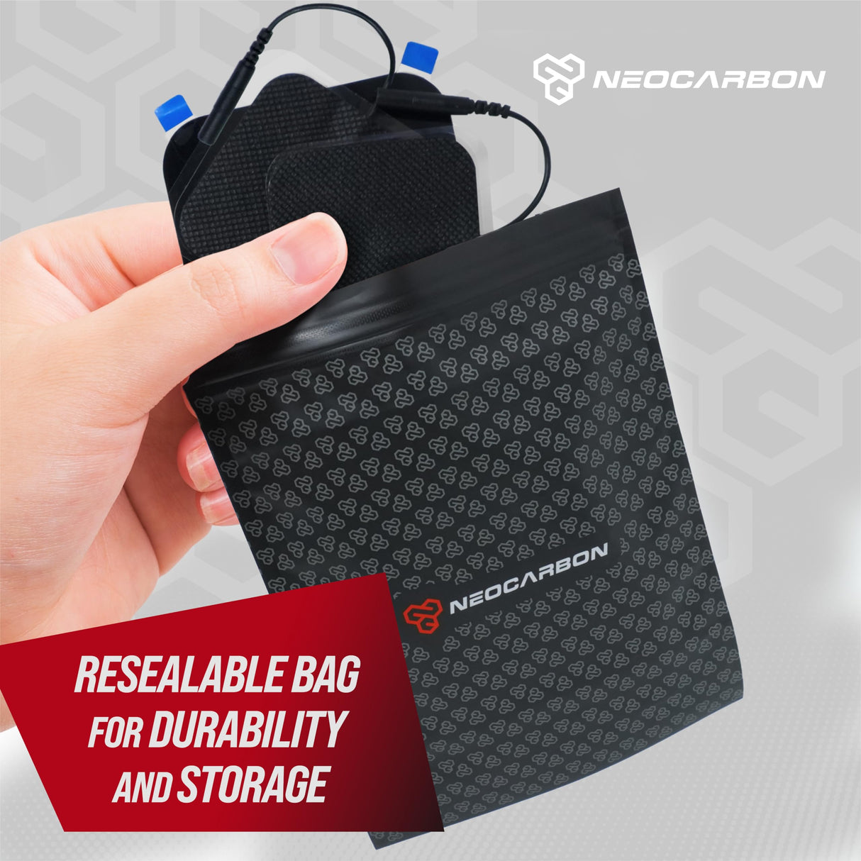 Reusable Electrode Pads for TENS Pro EMS Unit, Premium Replacement Square Pads with Plastic Holder, Set of 10 Pairs, Black