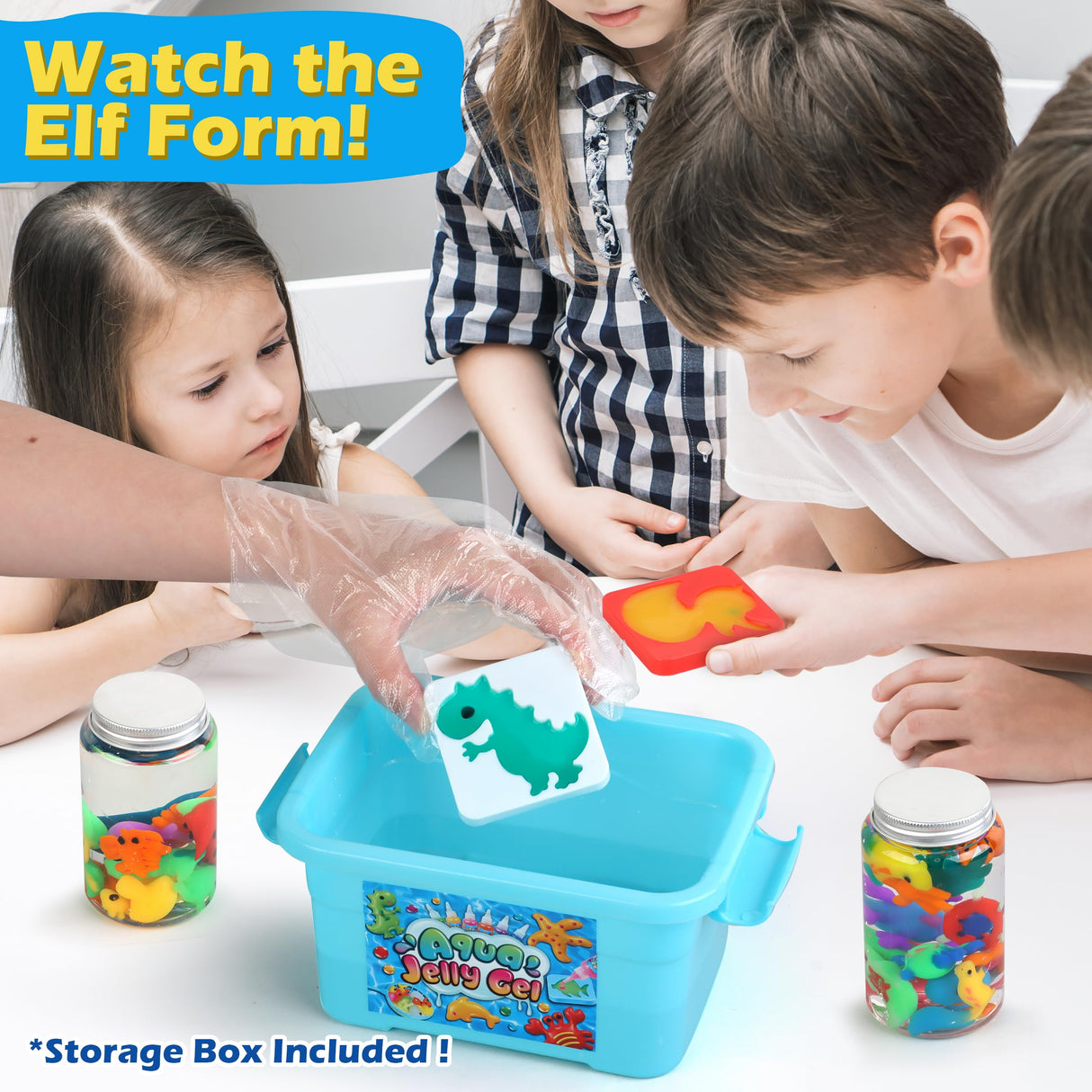 Magic Gel Water Elf Toy Kit, Aqua Fairy Water Gel Kit for Kids with 10PCS Aqua Jelly Gels & Animal Mold, Gift for Christmas, Easter, Birthday, New Year, Creative Art Craft Girls 6 7 8 9 10 Year Old