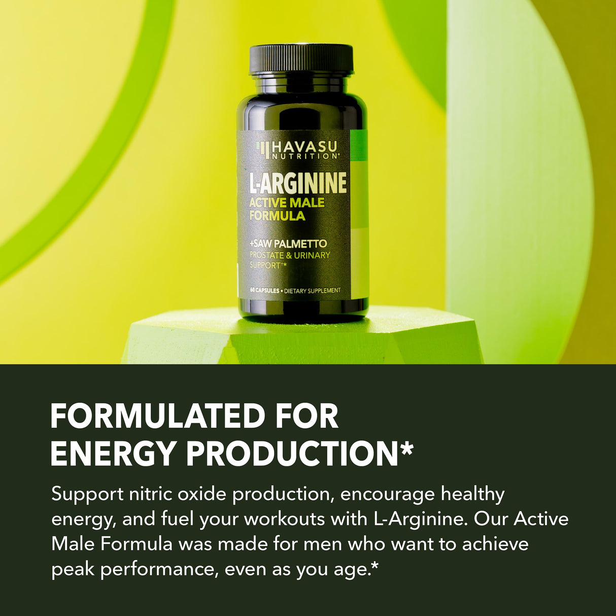 L-Arginine 500mg and Saw Palmetto 500mg - Nitric Oxide and Prostate Health Supplements for Men - 60 Count - Endurance and Urinary Tract Function Support - 1 Month Supply - Vegan, Non-GMO Capsules