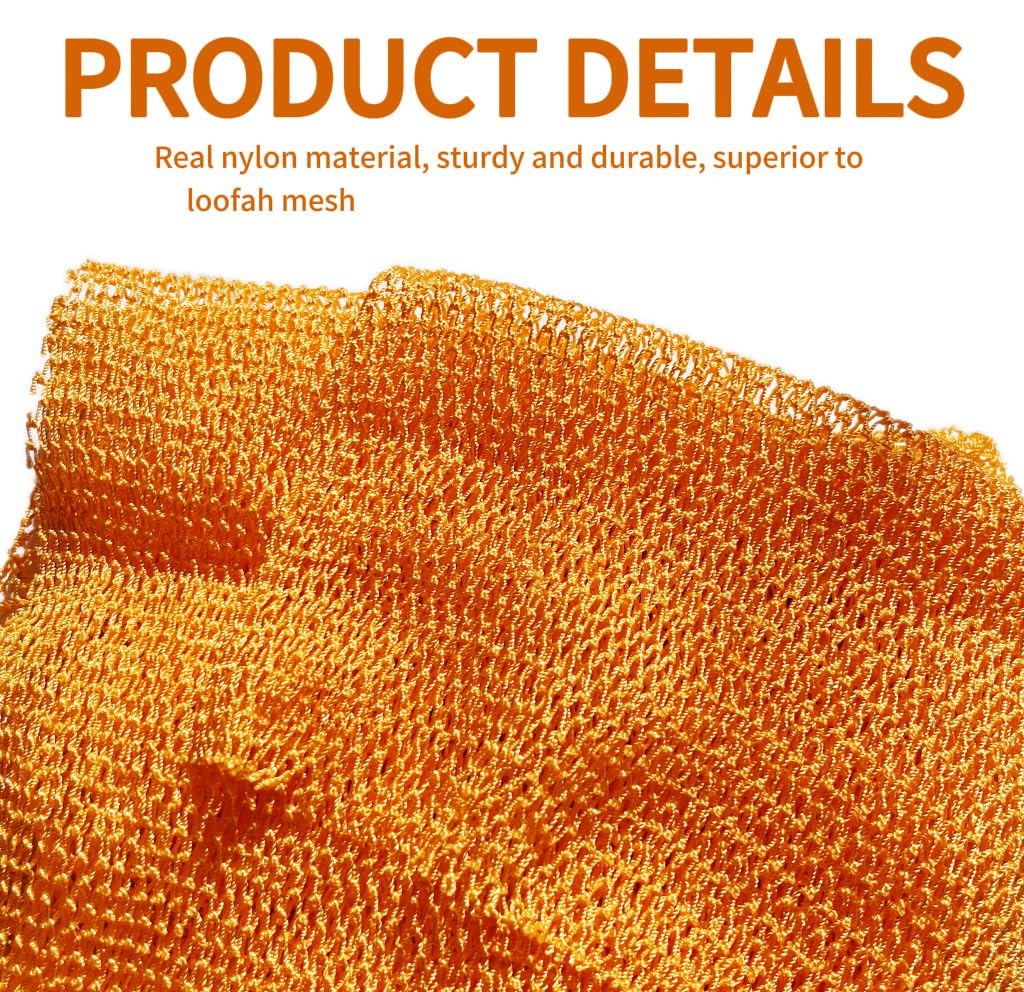 SPMKTBOZAI African Net Sponge Authentic, African Exfoliating Sponge Real African Net Black Owned, African Bath Sponge Back Scrubber, Body Exfoliator Shower Bath Accessories (Orange Color)