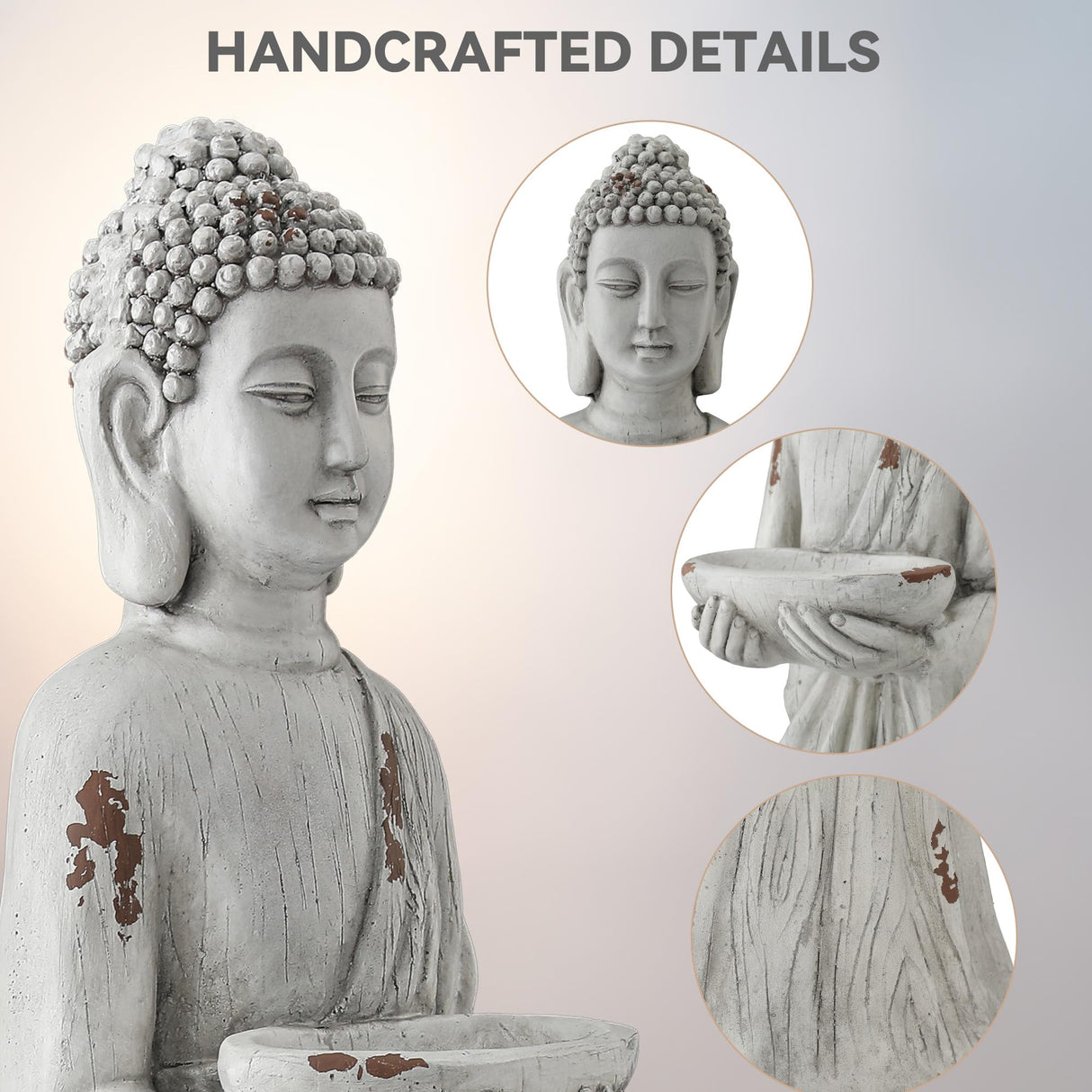 Ultym 42" Buddha Outdoor Statue with Birdfeeder, Extra-Large Buddha Figures