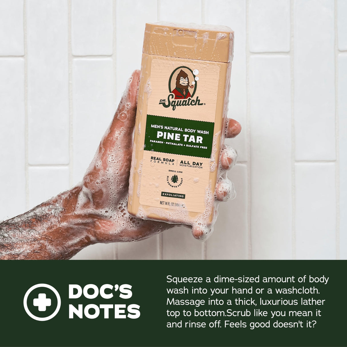 Dr. Squatch NEW Body Wash and Deodorant for Men Gift Set | No Paraben, Phthalate, Sulfate | Odor-Squatching, Aluminum-Free | Pine Tar Body Wash (8 oz, 3-Pack) & Deodorant (2.56 oz, 2-Pack)