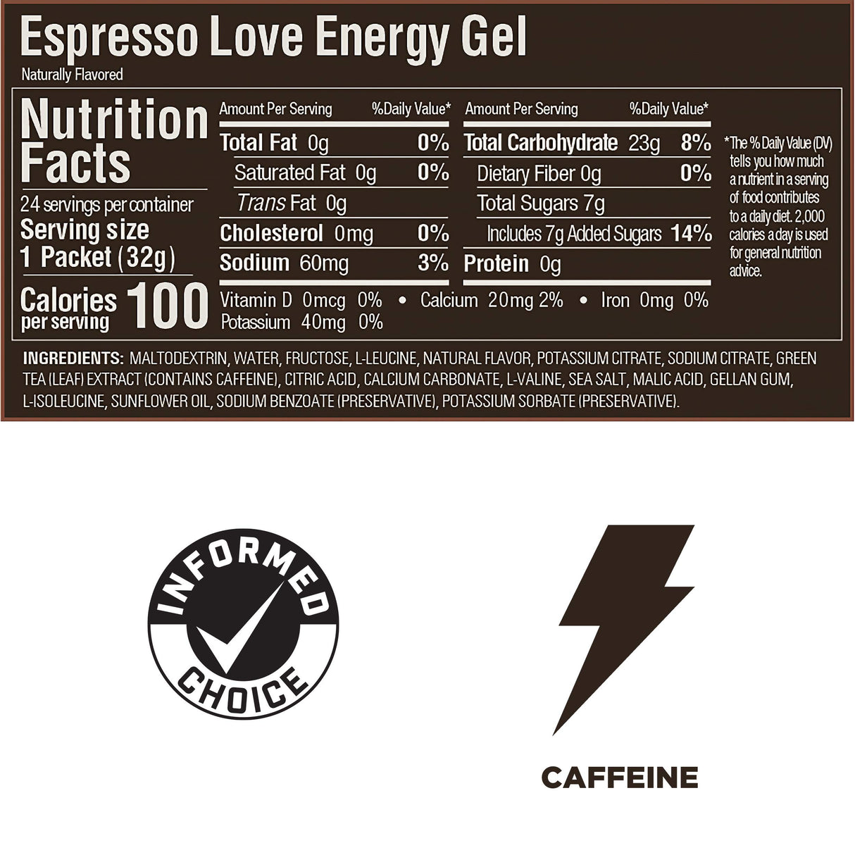GU Energy Original Sports Nutrition Energy Gel, Vegan, Gluten-Free, Kosher, and Dairy-Free On-the-Go Energy for Any Workout, 24-Count, Espresso Love