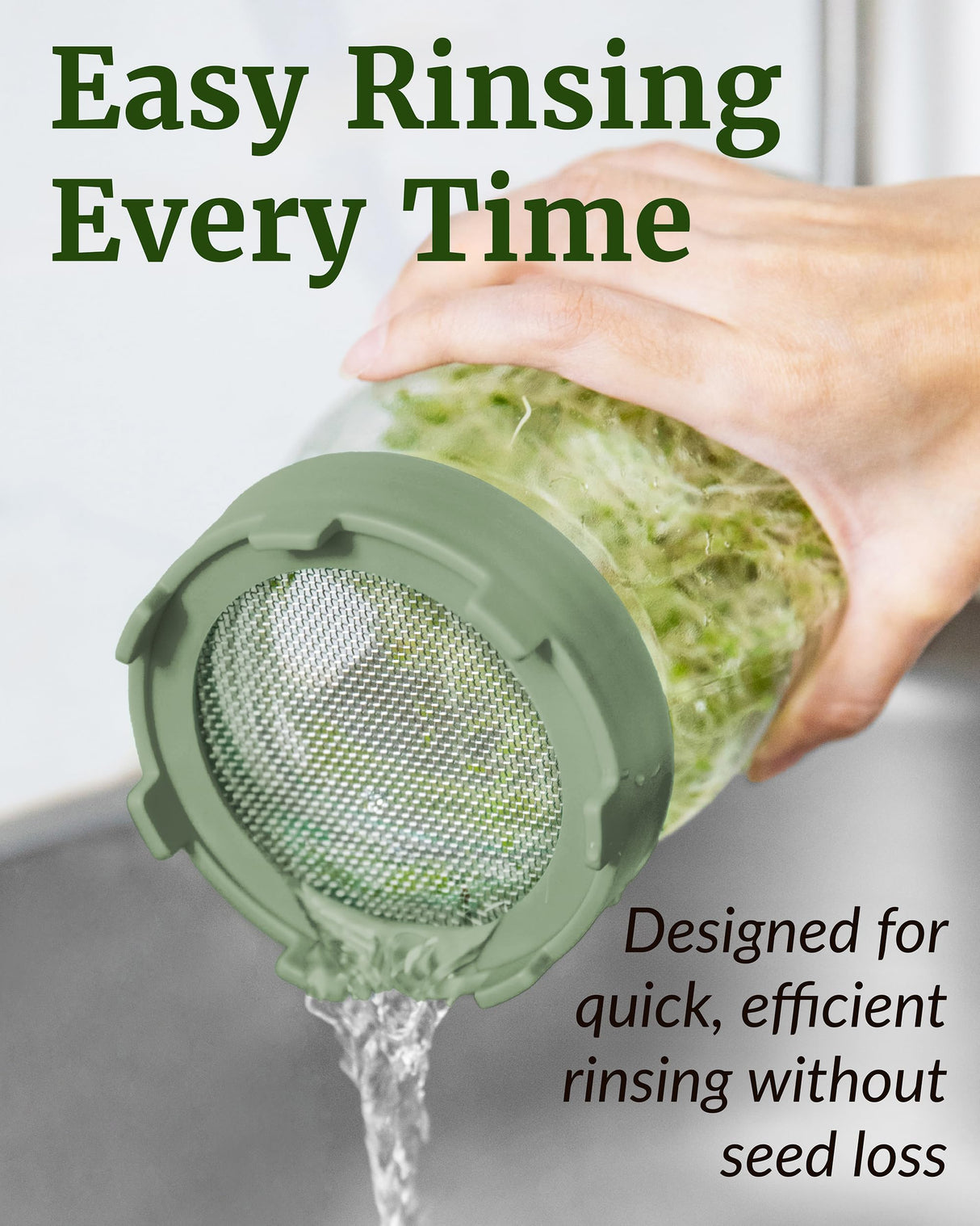 Elementi Sprouting Jar Kit - Set of 2 Wide Mouth Mason Jars with Sprout Lids & Stainless Steel Mesh Screen - Seed Sprouting Kit & Sprout Jars for Growing Broccoli Sprouts, Alfalfa, Mung Bean Sprouter