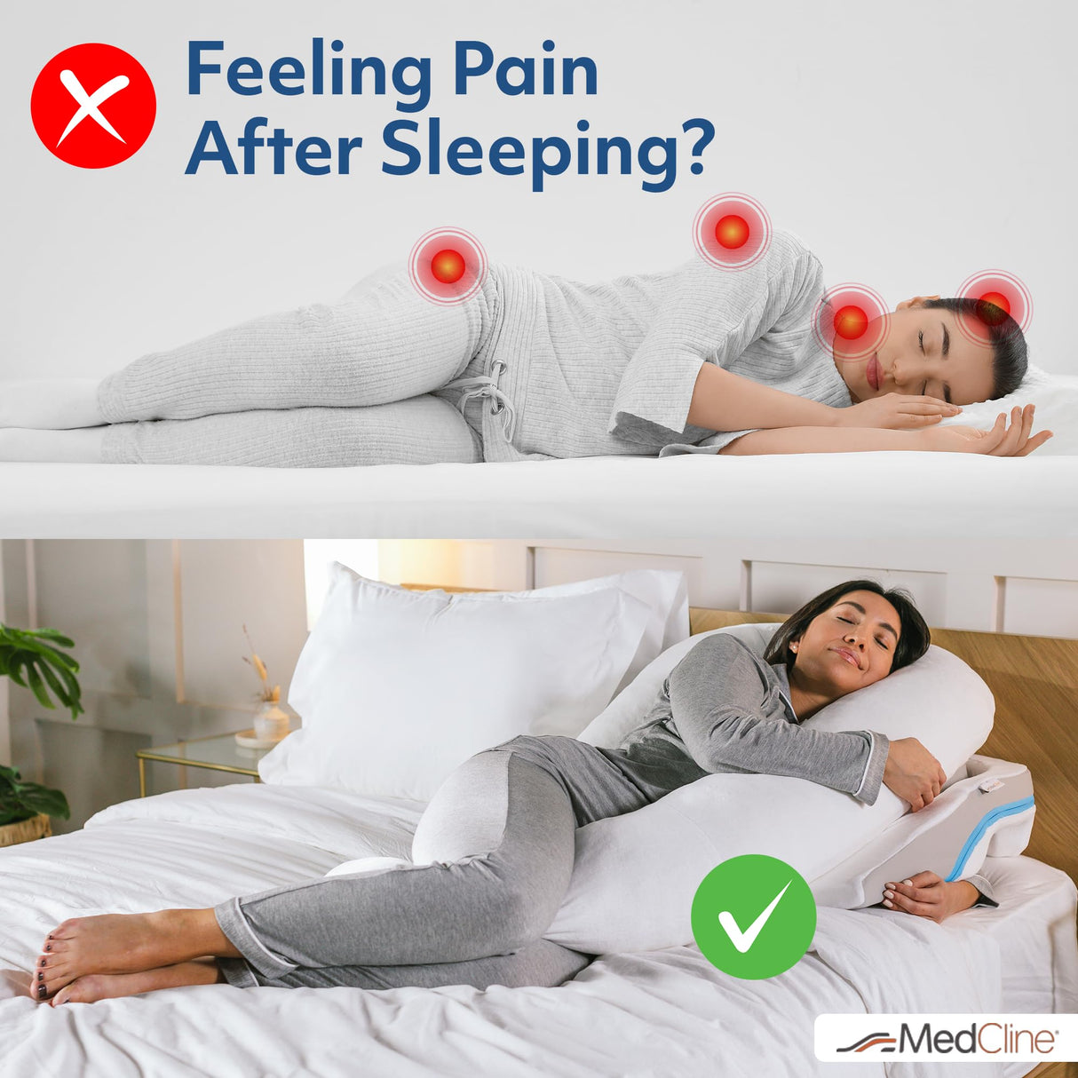 MedCline Shoulder Relief System, Bed Wedge Pillow for Shoulder Pain Relief, Therapeutic Body Pillow with Insert and Covers, Inclined Sleep Position with Arm Pocket, Small/Medium for 5'9" and Under