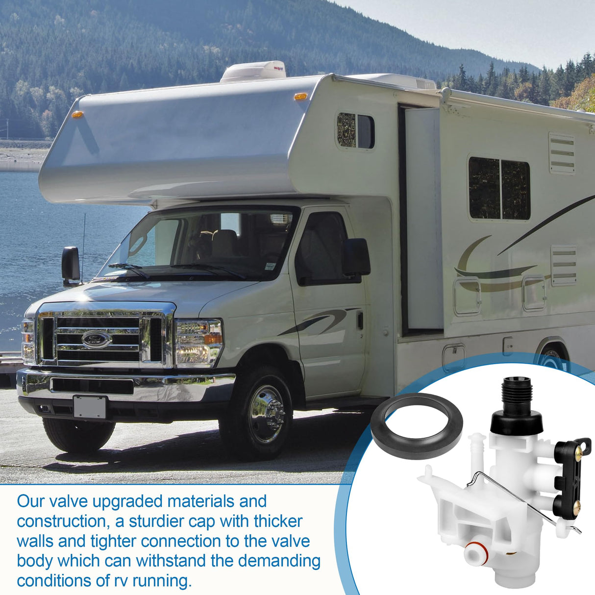 31705 RV Toilet Water Valve Kit for Thetford Aqua-Magic V Toilets, RV Toilet Valve fits All Aqua Magic V High and Low Toilet Models 31688 31687, RV Toilet Parts