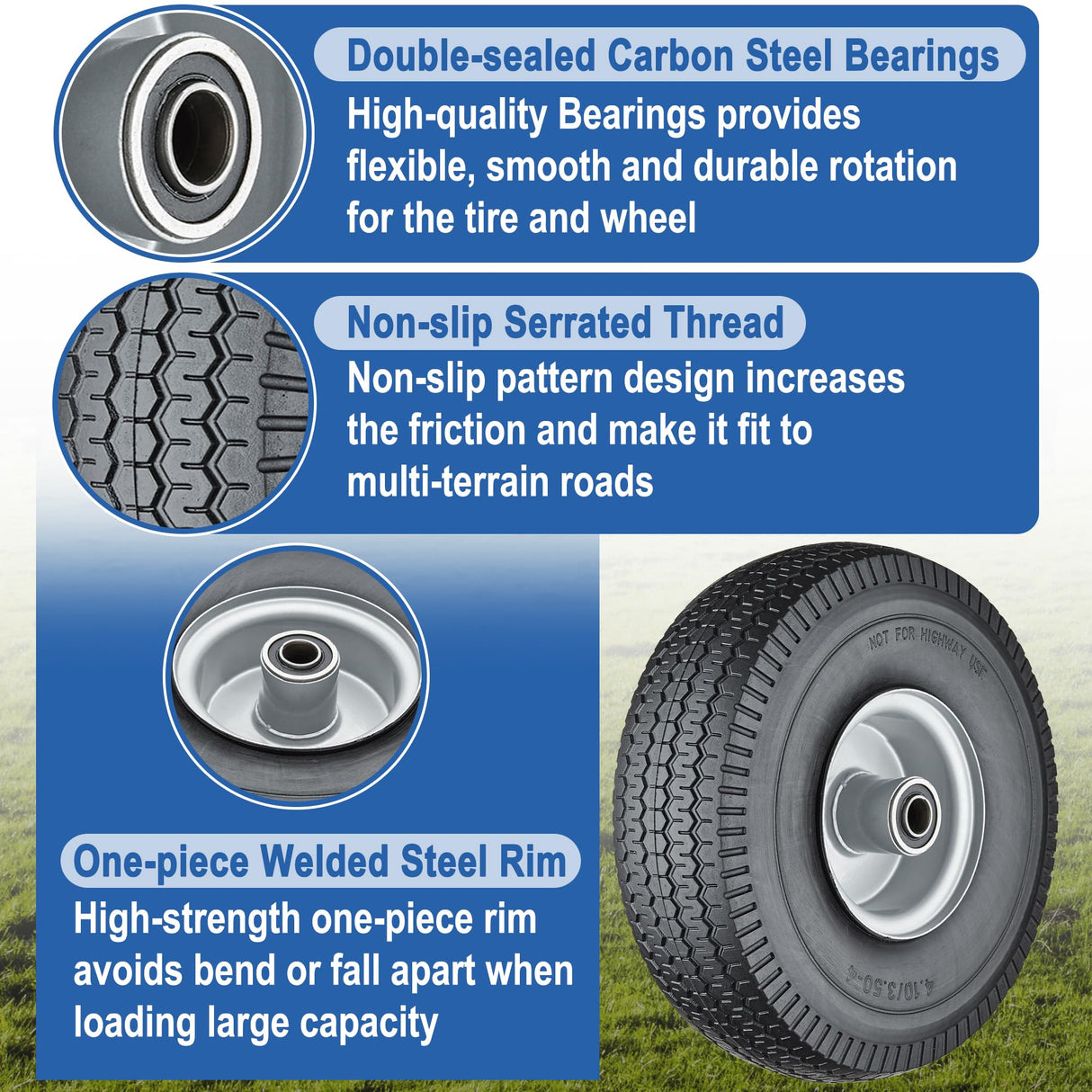 Cubesprings 4.10/3.50-4 Tire and Wheel Flat Free -2Pack
