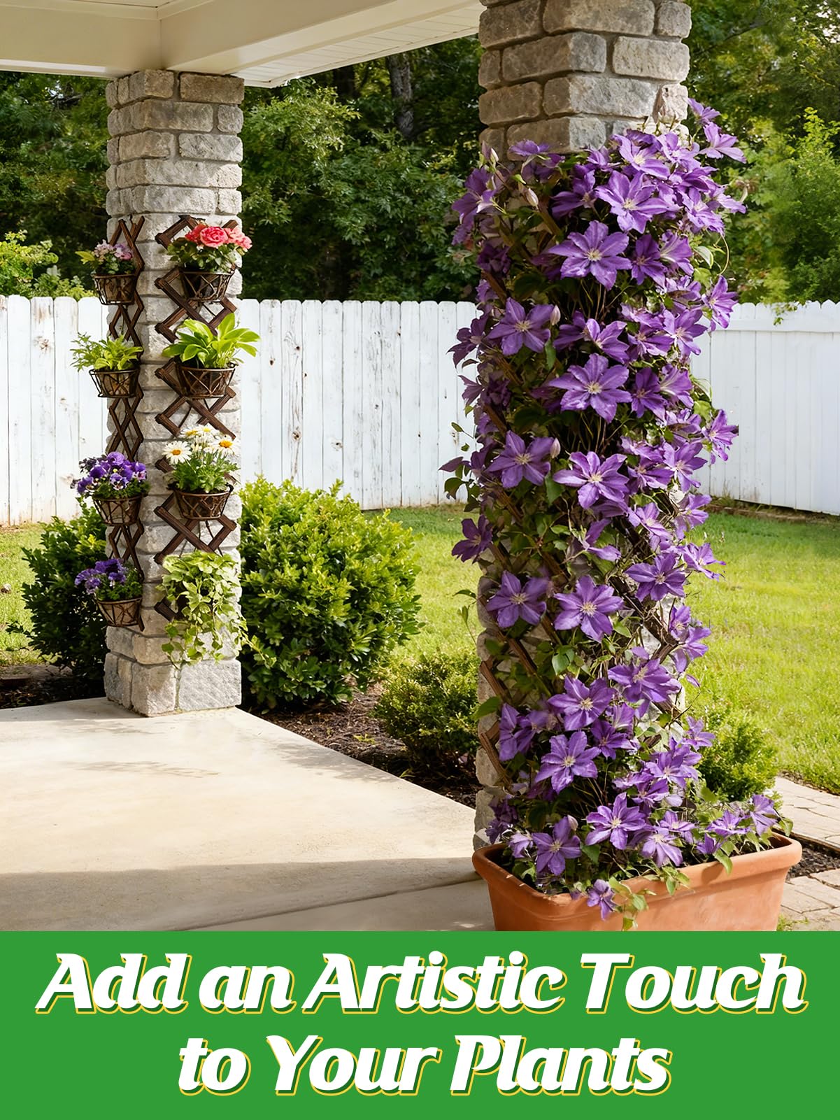 4Pcs 13x78 Expandable Wood Wall Trellis for Climbing Plants Outdoor/Indoor