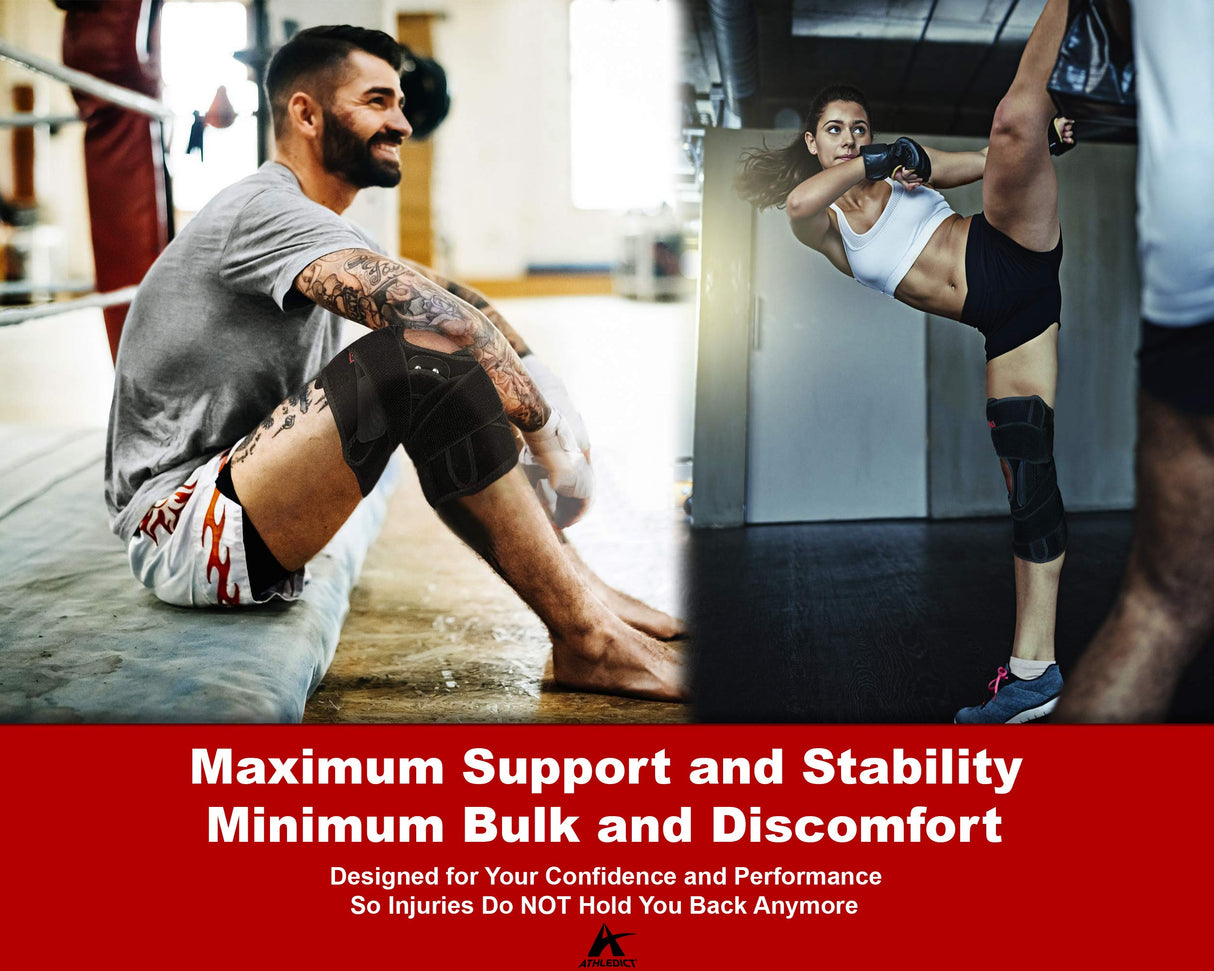 Hinged Knee Brace Support with Strap & Side Patella Stabilizers for Protection & Pain Relief for Arthritis, Meniscus Tear, ACL, MCL - Sports Compression Wrap for Running & Recovery - Men & Women (L)