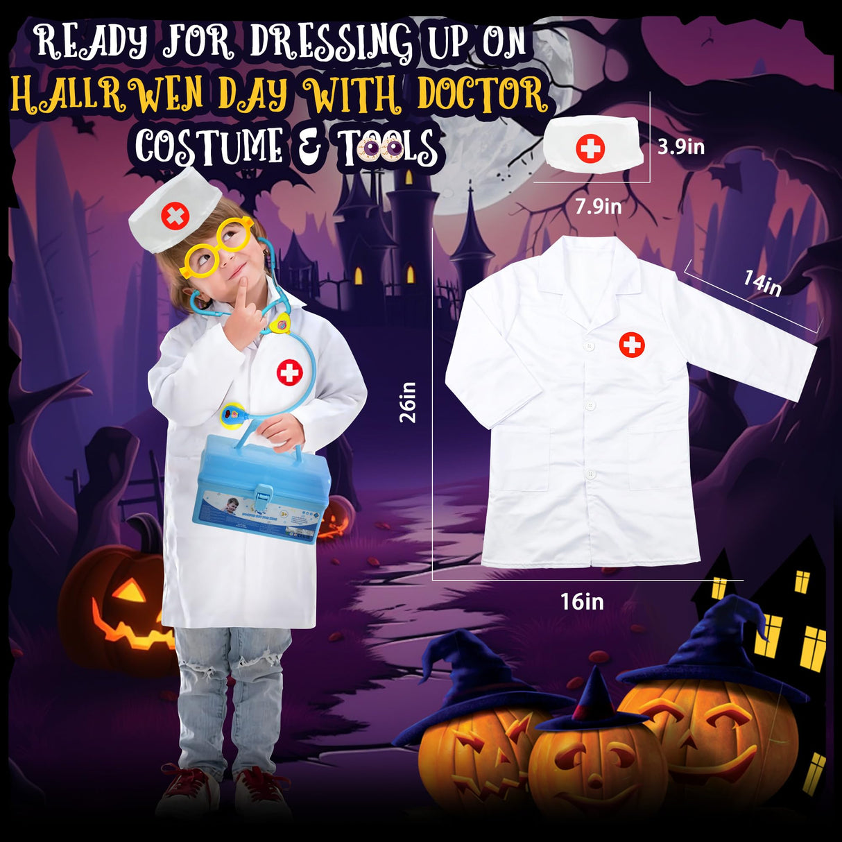 Doctor Kit for Toddlers 3-5 Dress Up Toys for 2 3 4 Year Old Girls Pretend Kids Doctor Play Set with Doctor Costume Toy Stethoscope for 2 3 4 5 6 Year Old Girls Boys Christmas Birthday Gifts