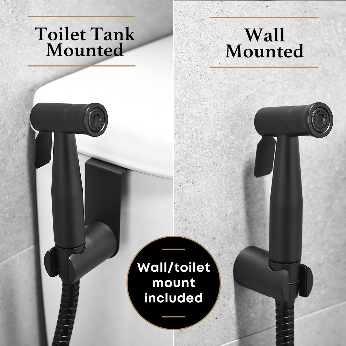 Purrfectzone Black Bidet Sprayer for Toilet, Handheld Shower Kit, Easy-to-Install Toilet Handheld Set, Hand Held Stainless Steel with Adjustable Flow, Cloth Diaper Sprayer Shattaf