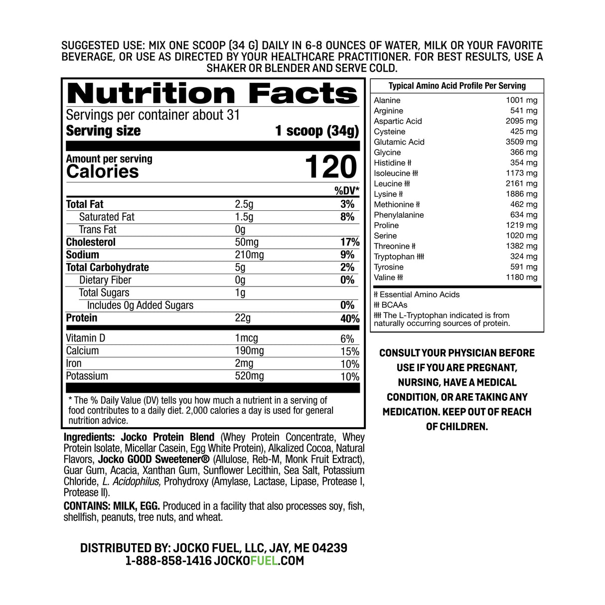 Jocko Fuel Mölk Whey Protein Powder 22g Low Sugar Monk Fruit Blend - Muscle Recovery & Growth, Packaging May Vary (31 Servings, Mint Chocolate)