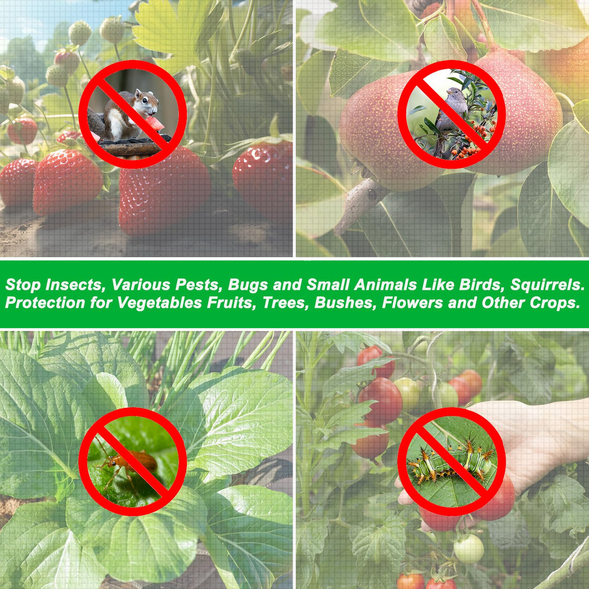 2PCS Large Fruit Tree Netting with Drawstring and Zipper, 6 x 6.6FT Blueberry Bush Netting Cover, Garden Bird Netting Plant Cover for Protect Plant Fruit Flower from Birds, Bugs, Cicadas, Insects