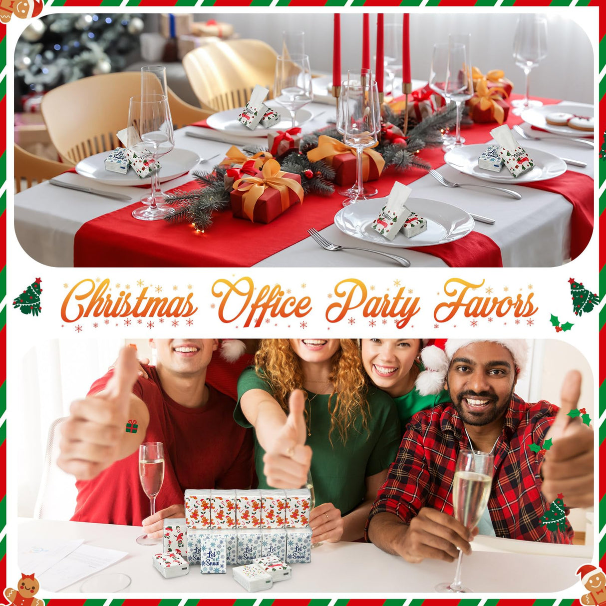 Ctosree 50 Pack Christmas Pocket Tissues Merry Xmas Travel Packs Bulk 500 Sheet Snow Flake Small Individual Tissues Pocket Packs 3 Ply Mini Travel Size for School Camping