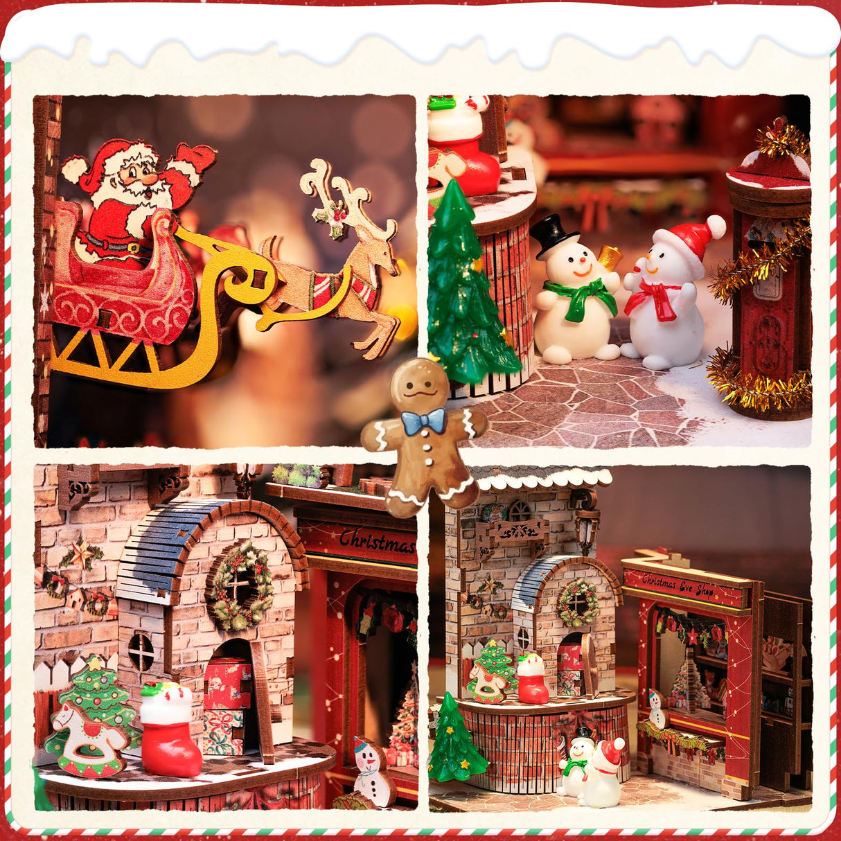 CUTEBEE Christmas Book Nook Kit - DIY Miniature House Dollhouse Kit for Adults, Teens, Booknook Tiny House Bookshelf Decor 3D Wooden Puzzle, Gifts for Family, Friends (Christmas Wish Store)