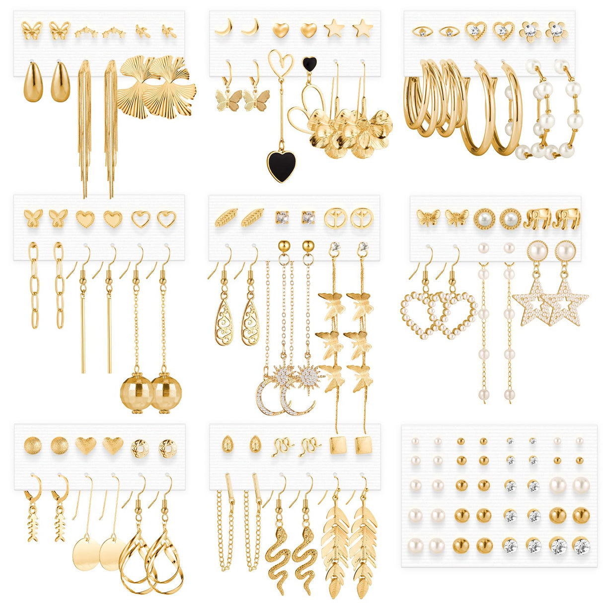 Funtopia Gold Dangle Earrings 68 Pairs Fashion Statement Earring for Women