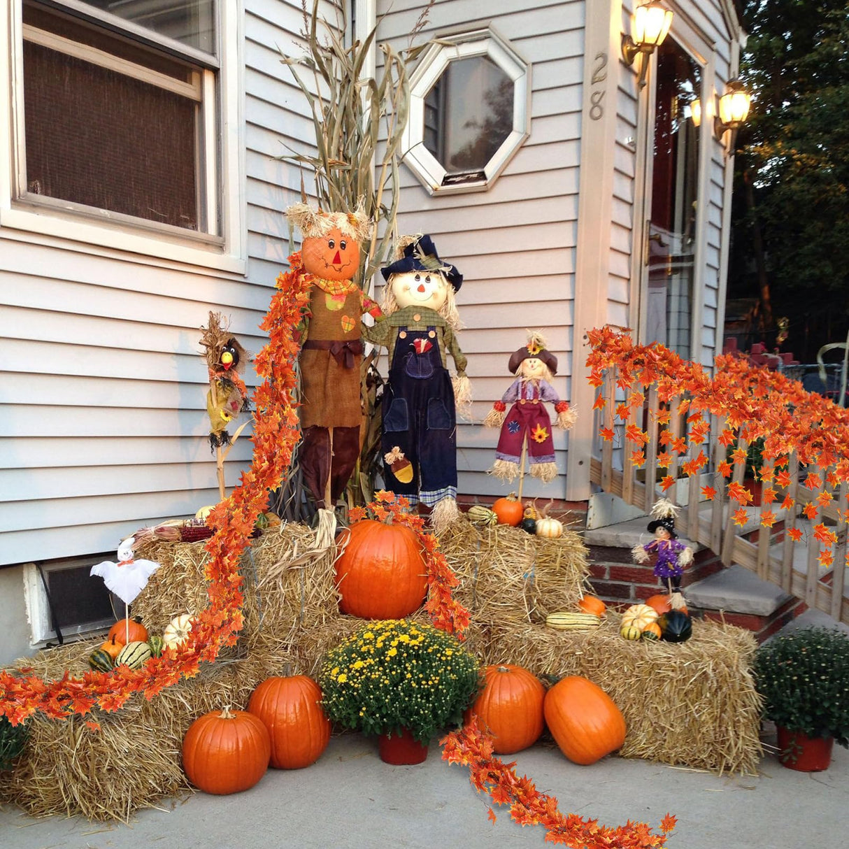 CQURE 36 Pack Fall Leaf Garland,Artificial Fall Vines Autumn Garland Fall Maple Leaves Thanksgiving Decor for Home Wedding Fireplace Christmas