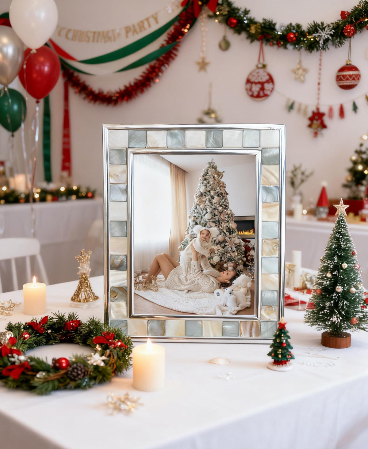GIFTME 5 Mother of Pearl Picture Frame 5x7, Grey+White, 1pc
