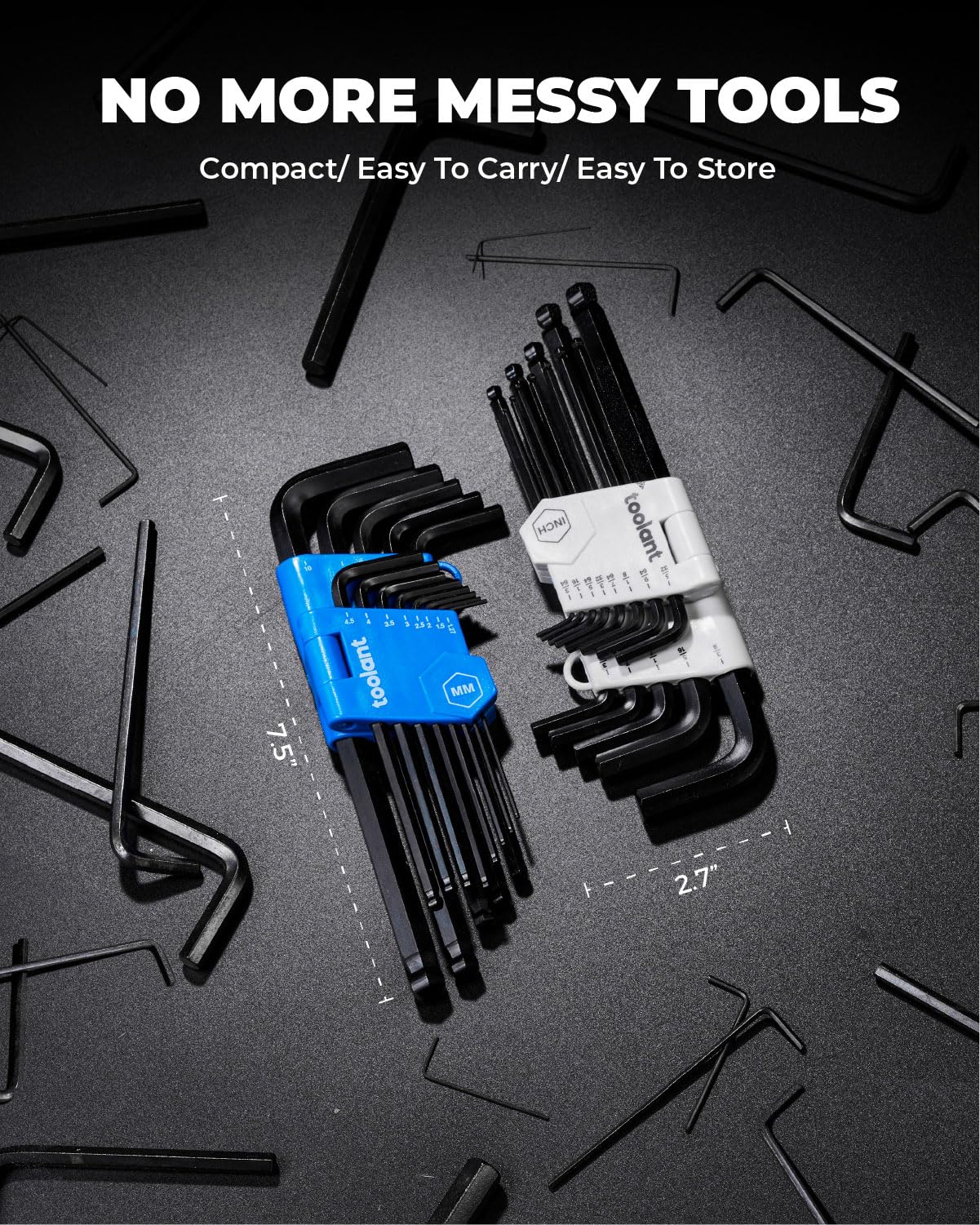 toolant Allen Wrenches Sets 26pcs(Metric&SAE), Long Arm Allen Wrench with Ball End, Metric Hex Key Set 1.27mm- 10mm, SAE Hex Key Set 3/64"- 3/8", Holder Design for Auto Maintenance and DIY Projects