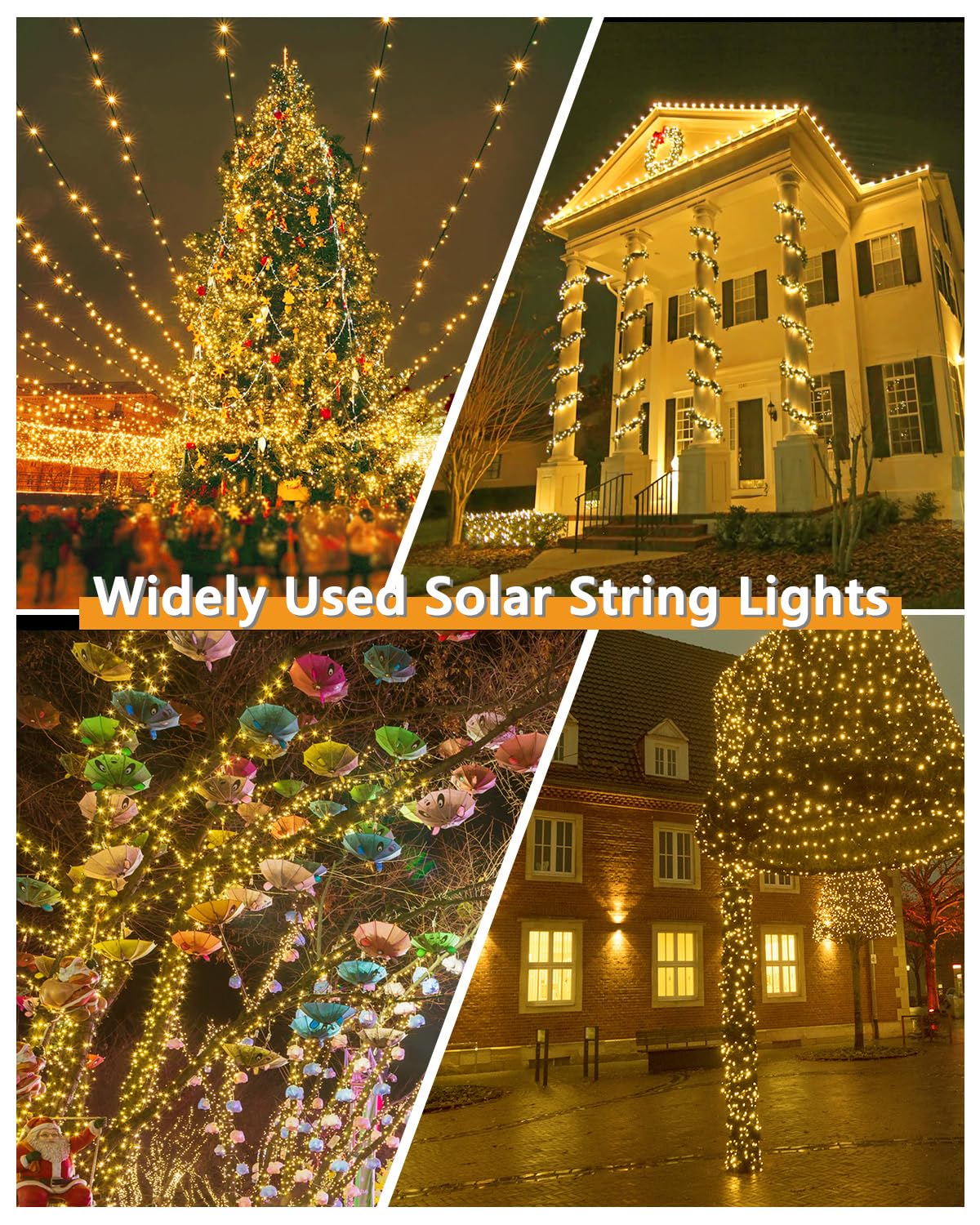 Upgrade Solar String Lights for Outside 2 Pack Total 180FT 500LED Solar Christmas Lights Outdoor with 8 Modes, IP65 Waterproof Outdoor Twinkle Light, Garden Tree Party Christmas Decoration, Warm White