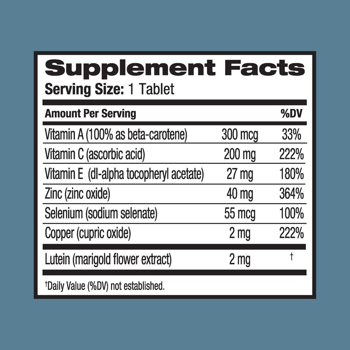 Ocuvite Bausch + Lomb Vitamin & Mineral Supplement Tablets with Lutein, 120 Count Bottle