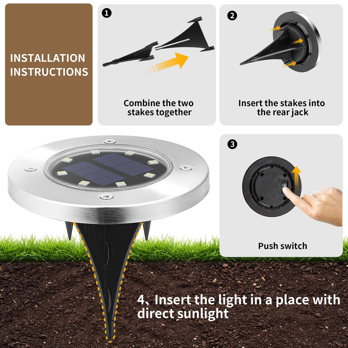 SOLPEX 20 Pack Solar Ground Lights Waterproof, Solar Powered Garden Lights, Landscape Lighting for Pathway Driveway Patio Backyard Walkway (Warm White)