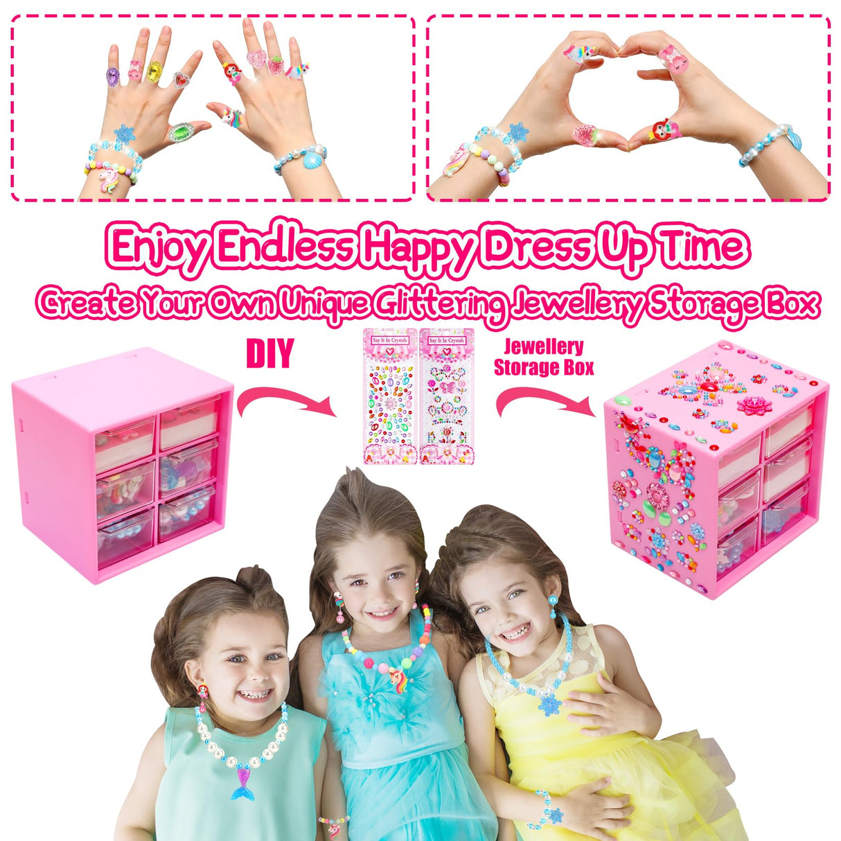 Jewelry Toys-for-Girls, Toddler Girl Toys Age 6-8, Lovely Rings Earrings
