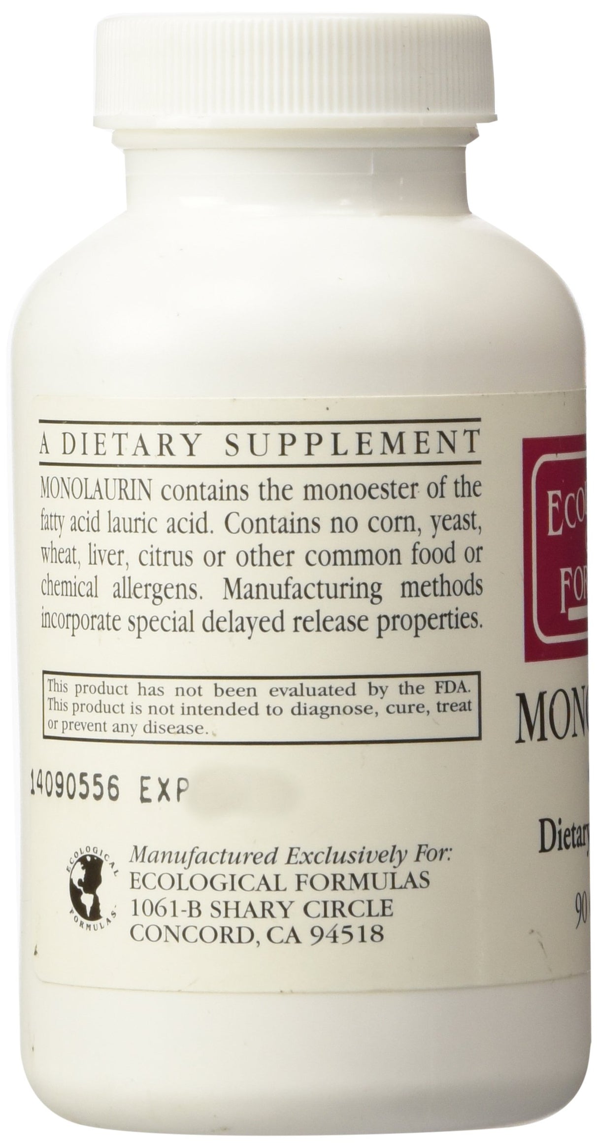 Ecological Formulas Monolaurin 600mg 90 Capsules