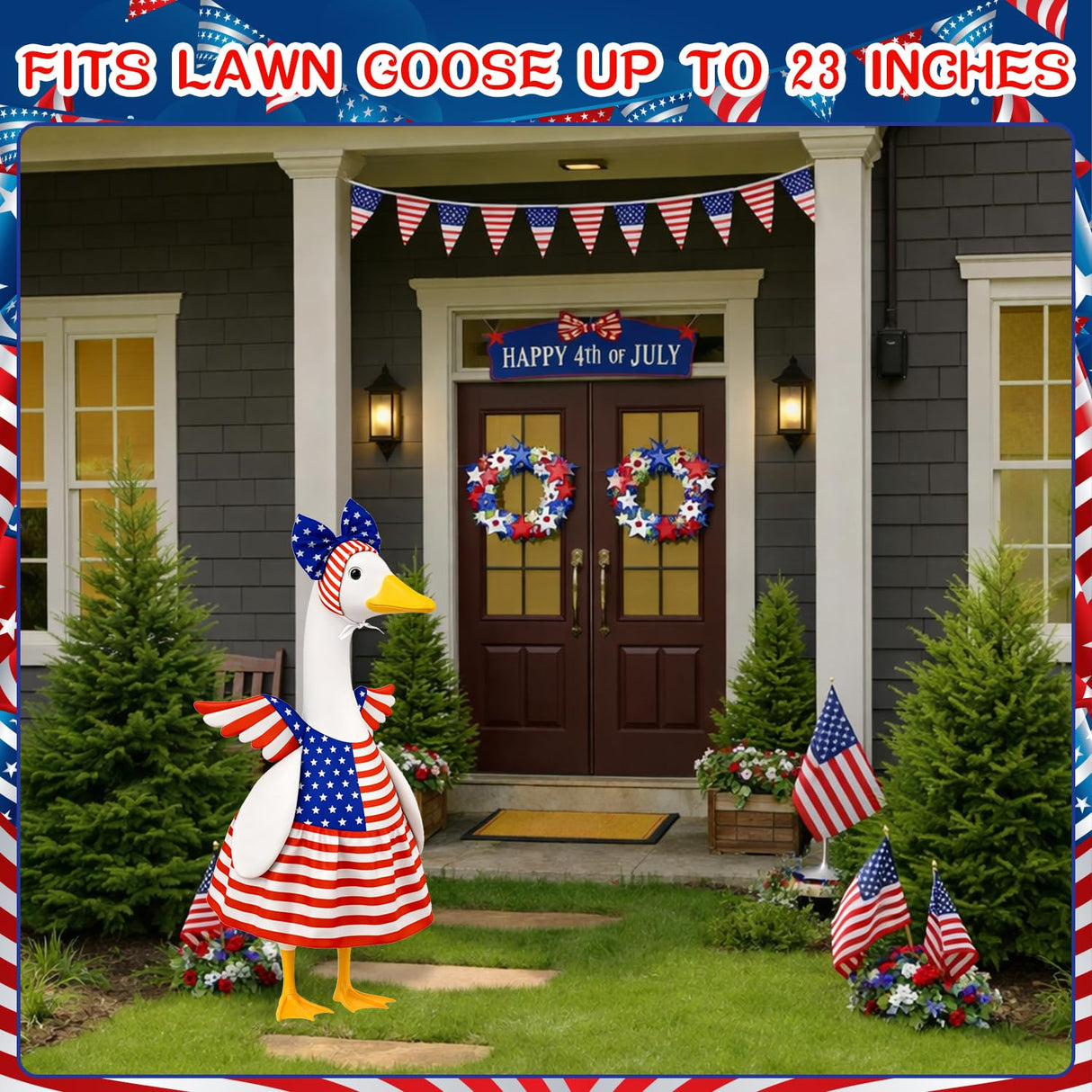 4th of July Porch Goose Outfits Patriotic Goose Costume for Outdoor Decor