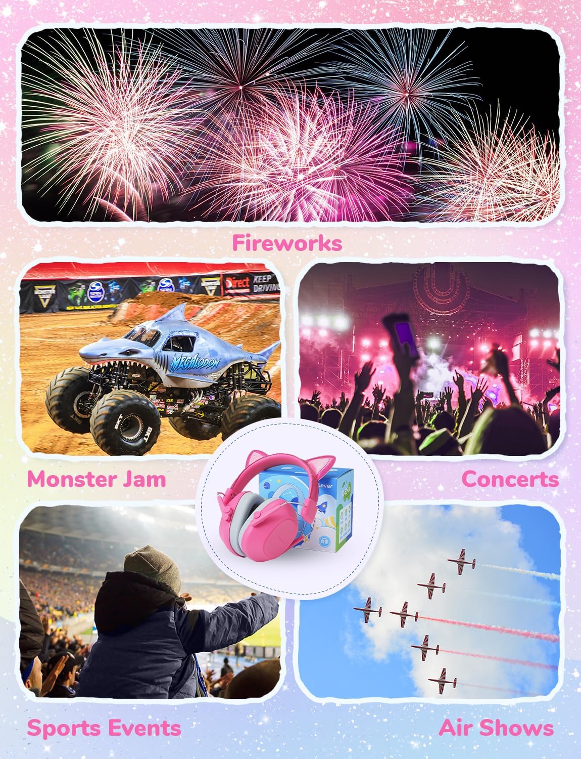 iClever Noise Cancelling Headphones for Kids, SNR 29dB Safety Noise Reduction Ear Muffs for Autism Sensory &Concentration Aid, Ear Hearing Protection for Fireworks/Event/Monster Jam/Concert