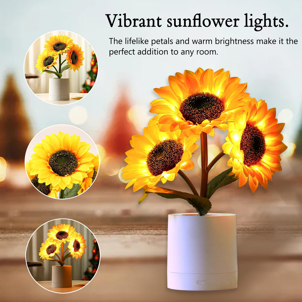 hibeauti Sunflower LED Lamp for Women, Mother's Day Ideal for Bedroom Decor Sunflower Gifts for Mom Grandma Teacher Aunt Girlfriends Coworker Friend Wife Mothers Anniversary Birthday Christmas