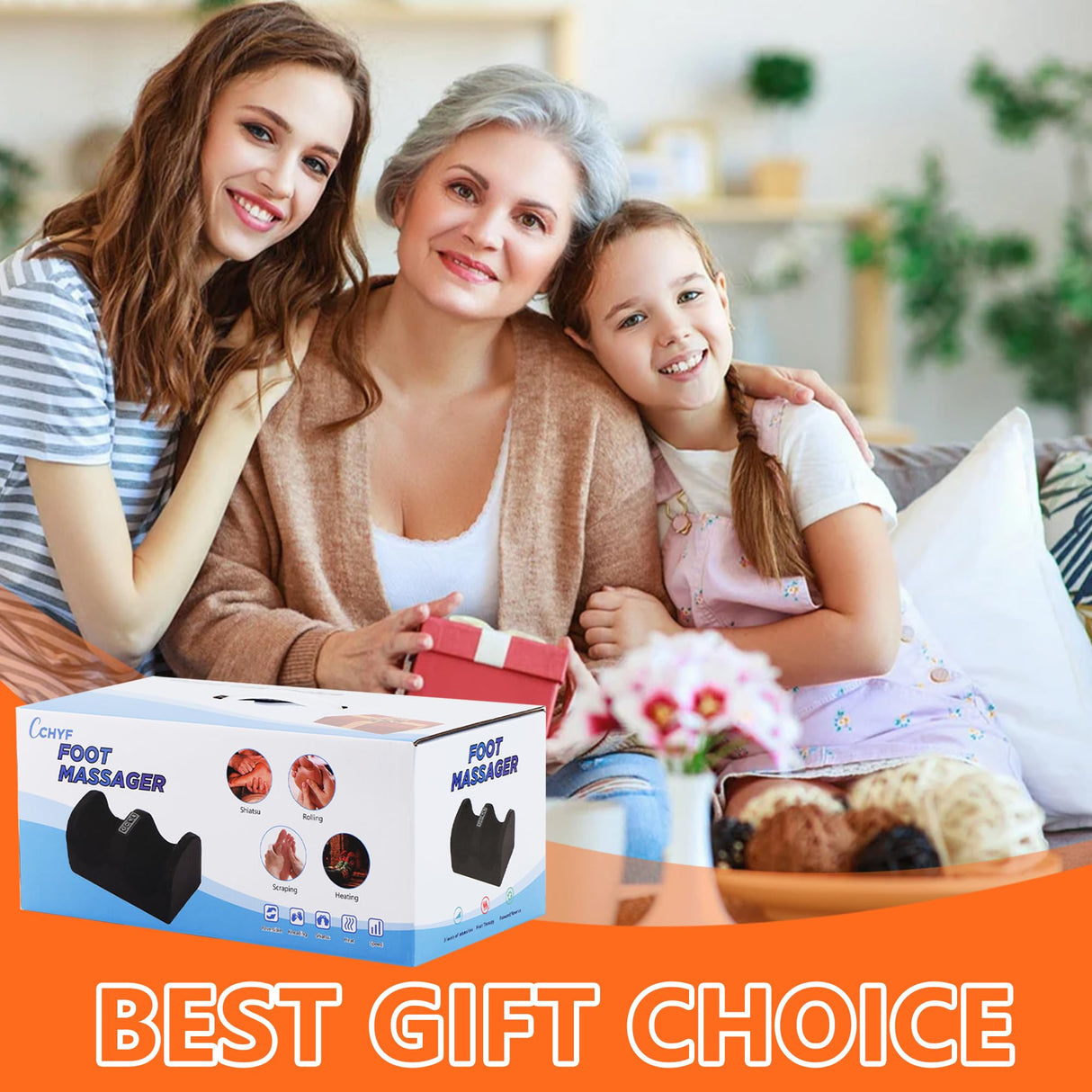 CCHYF Foot and Calf Massager Machine with Heat,Shiatsu Foot Massagers with Massage Roller,Deep Tissue Massager for Plantar Fasciitis,Circulation and Pain Relief,Best Gifts for Mom & Dad(Black)